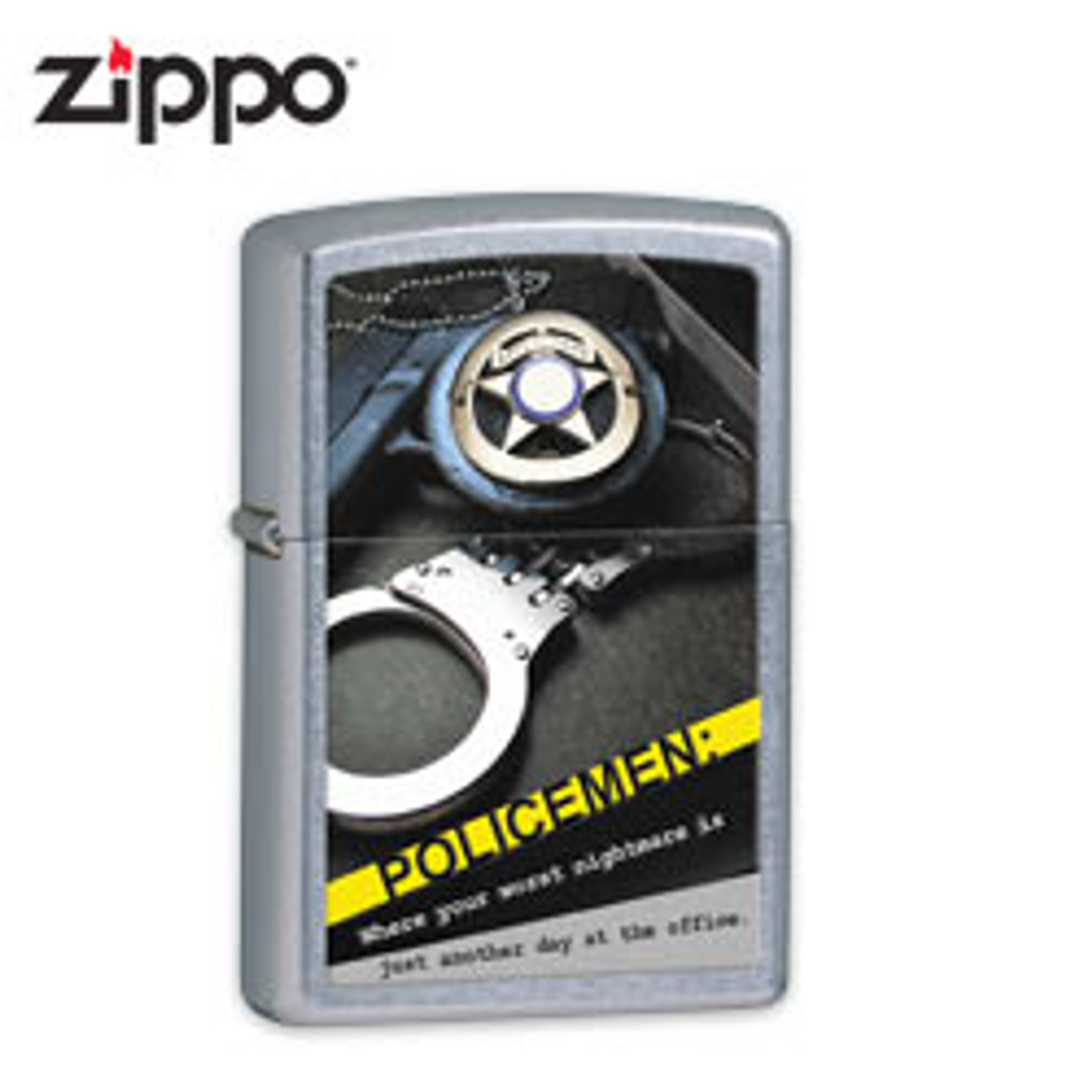 Zippo Police Badge Handcuff Street Chrome