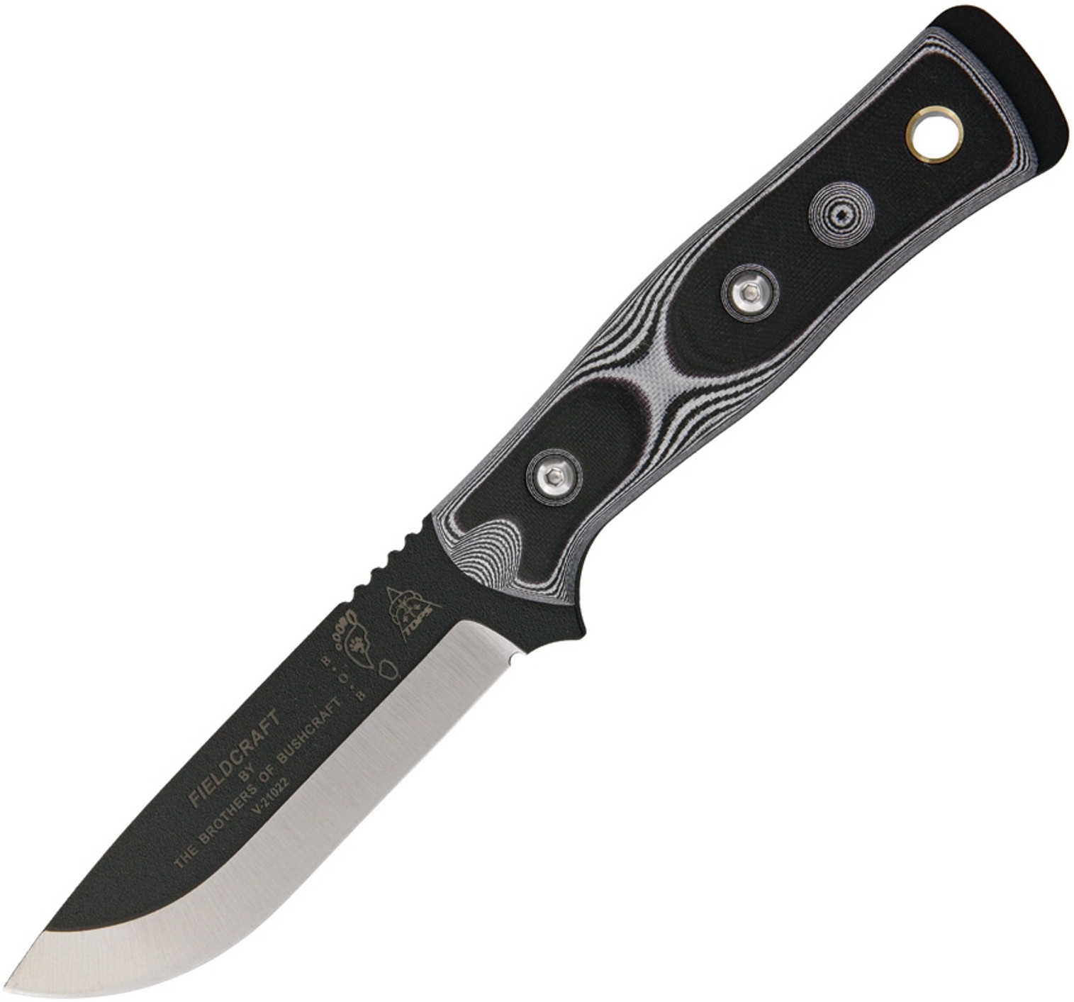 TOPS BROSWB B.O.B. Knife w/ Kydex Sheath - White and Black G-10