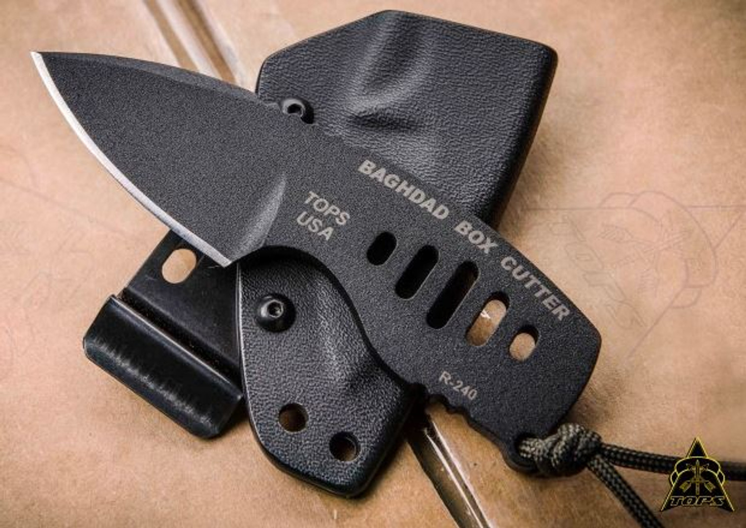 TOPS BBC01 Baghdad Box Cutter w/Kydex Sheath