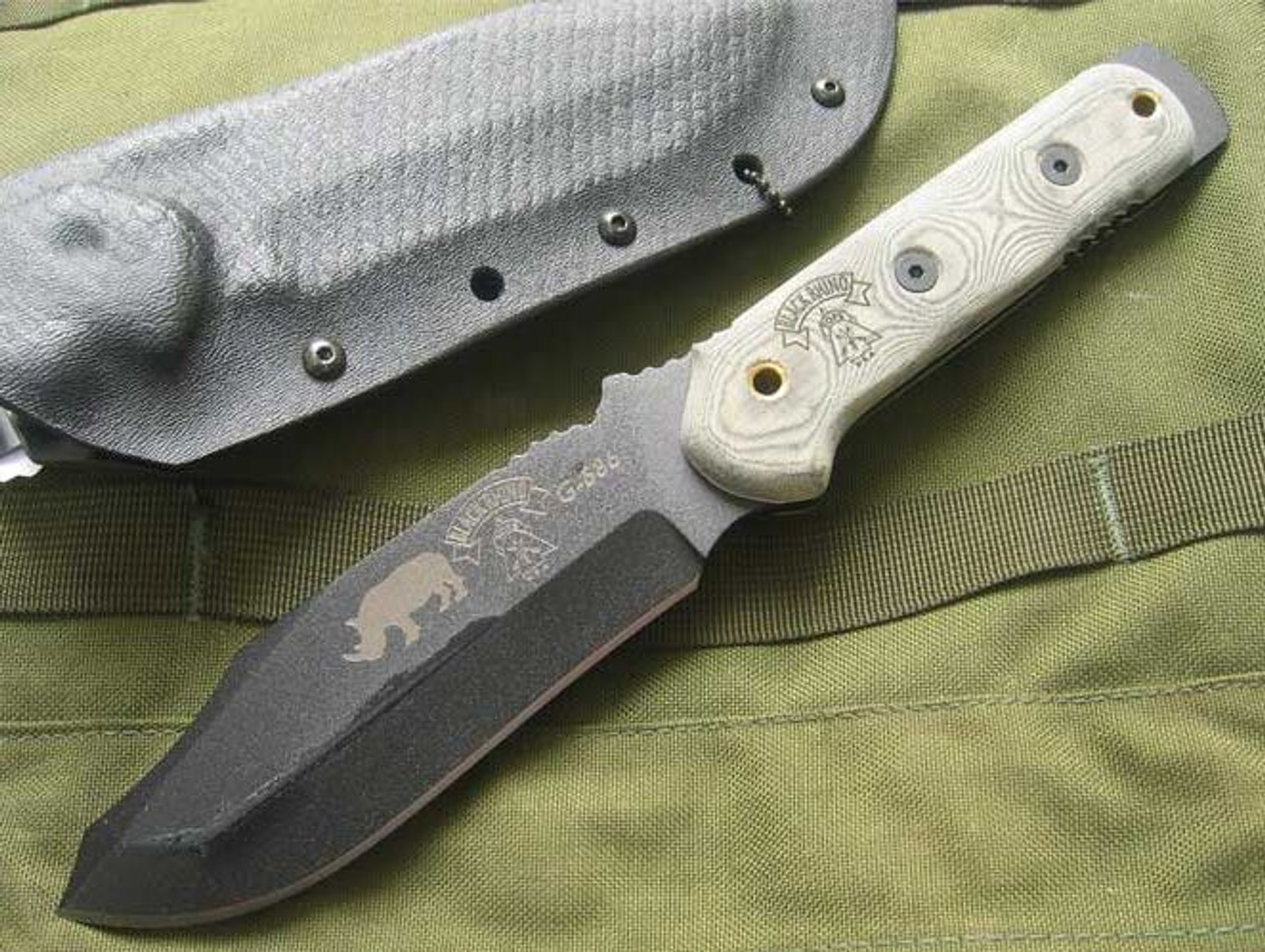 TOPS BRM101 Black Rhino Micarta Handle w/Kydex Sheath