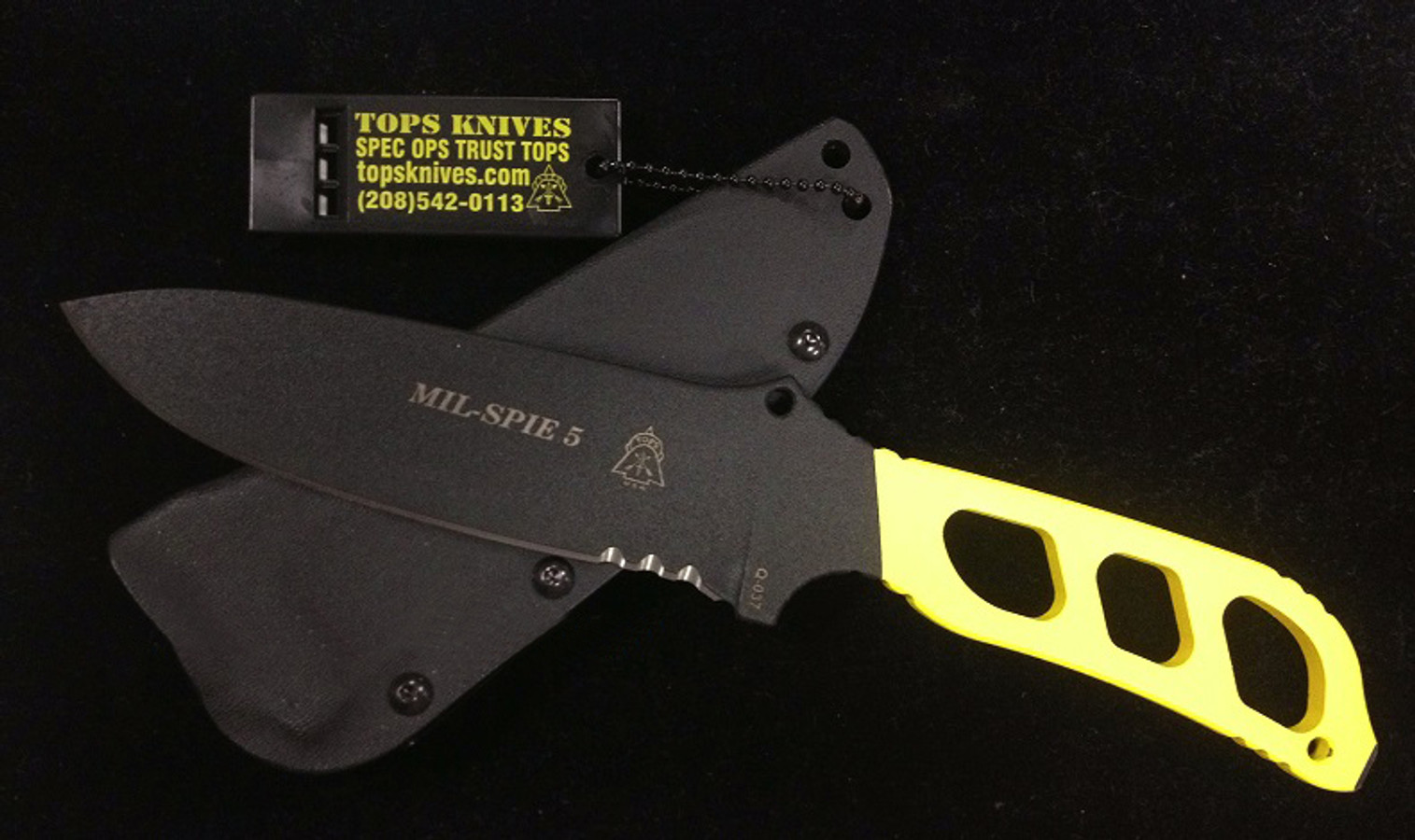 TOPS MIL05CY Mil-Spie 5 w/ Kydex Sheath - Yellow