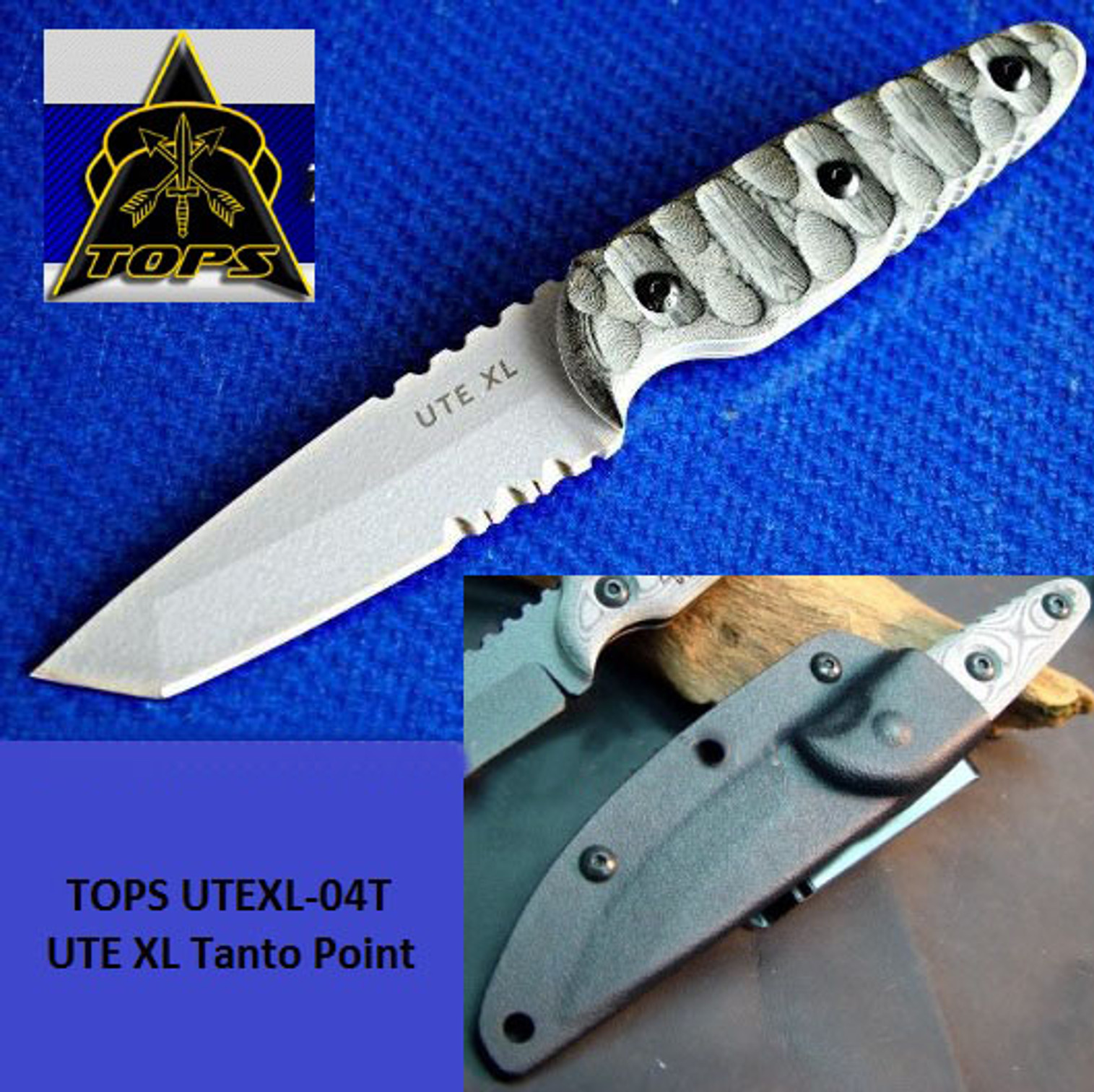 TOPS UTEXL04T UTE XL Tanto Point w/ Kydex Sheath