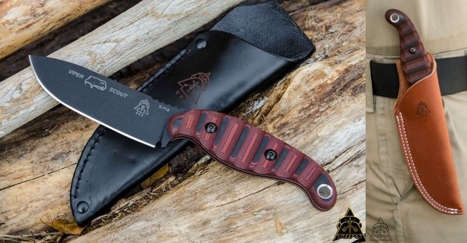 TOPS VPSR2 Viper Scout Red w/Leather Sheath