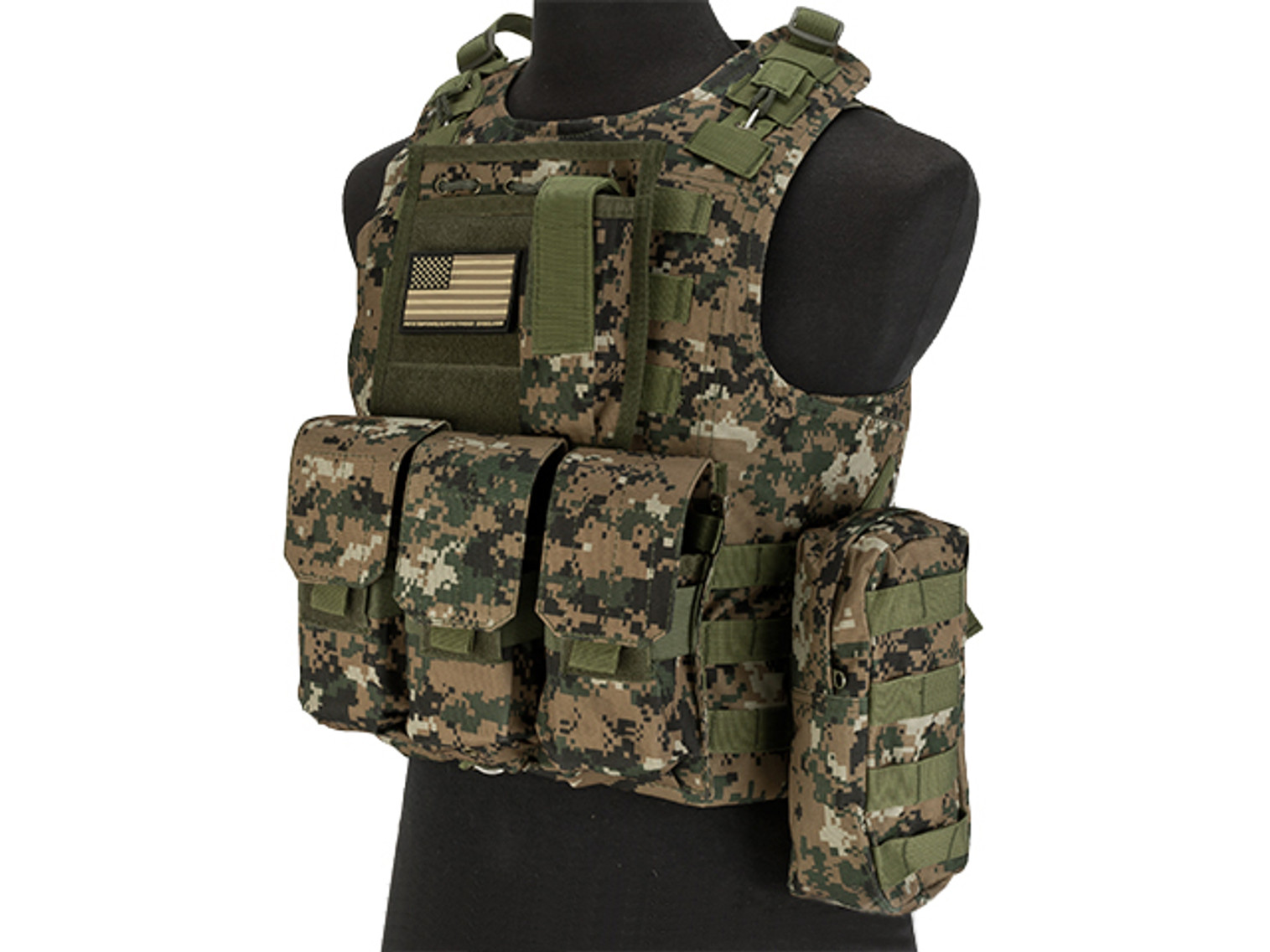 Avengers Military Style MOD-II Quick Release Body Armor Vest - Digital Woodland