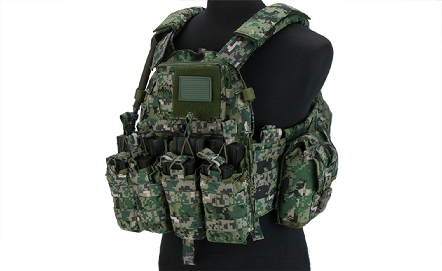 TMC 1065 Tactical Plate Carrier Set with Set of 7 Pouches - Digital Woodland