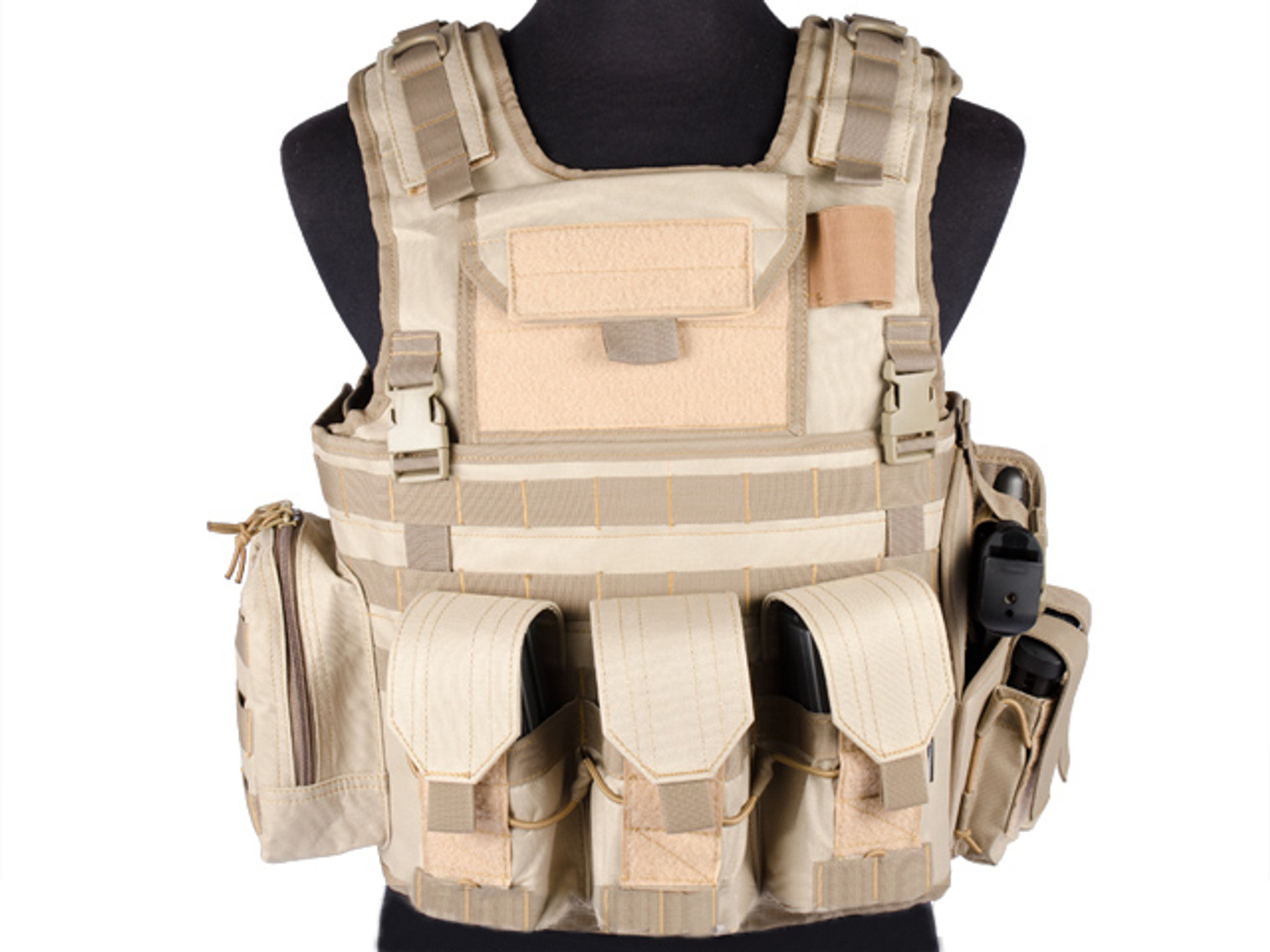 Matrix Variable Front Plate Vest w/ Integrated Pistol Holster - (Tan)