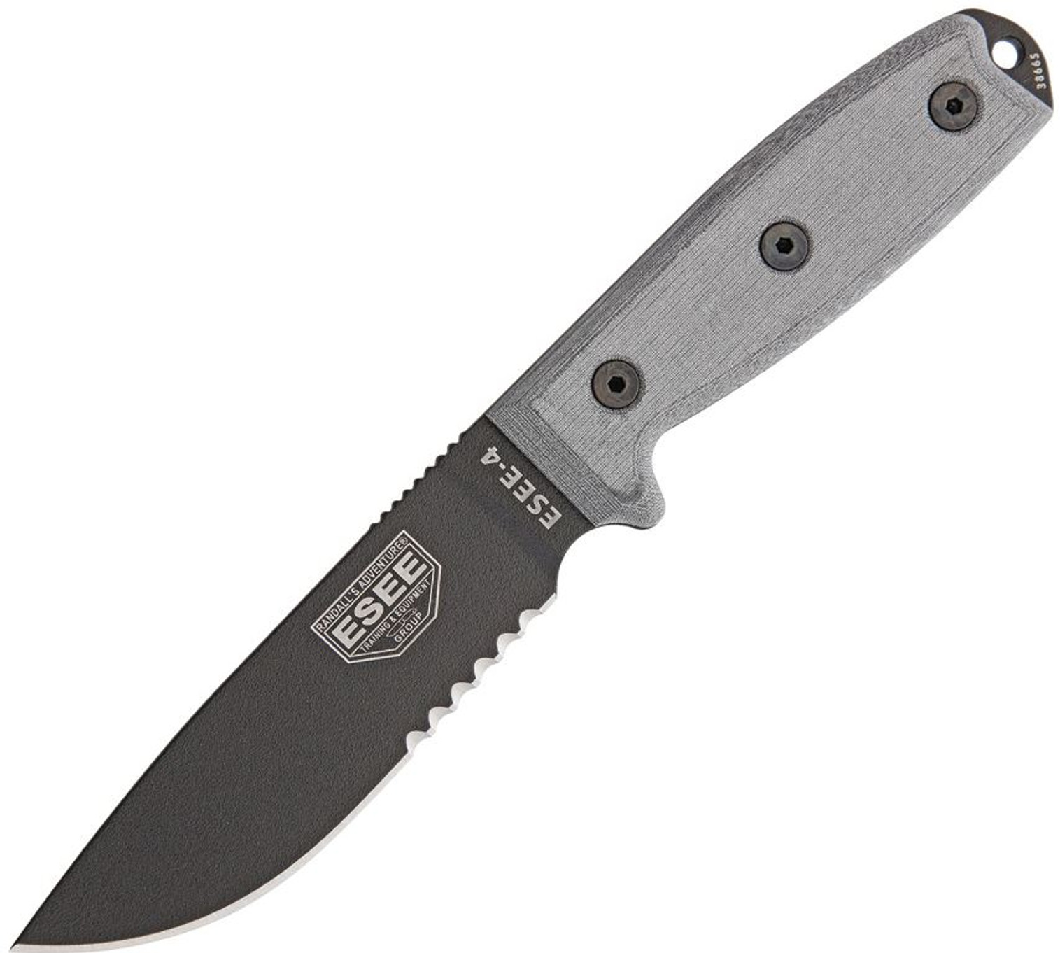 ESEE 4S-B Black Blade Serrated, Black Molded Sheath