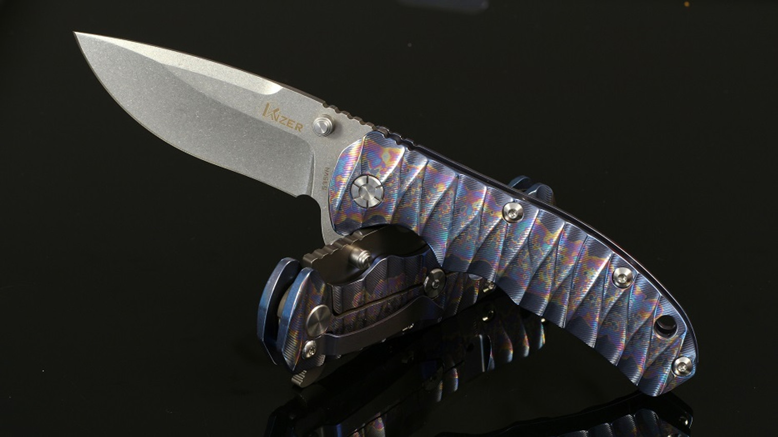 Kizer Cutlery 401C1 Stonewash S35VN Anodized Titanium Framelock