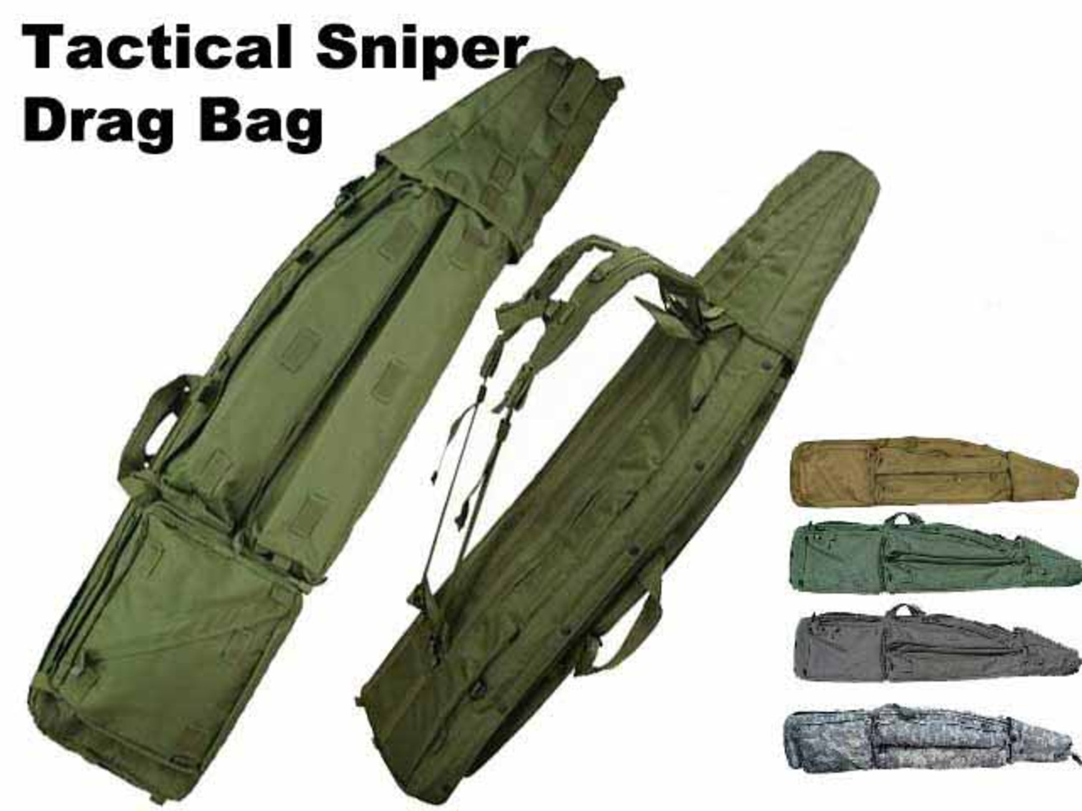 Mil-Spec 50" Deluxe Tactical Sniper Drag Bag / Rifle Case System - Tan