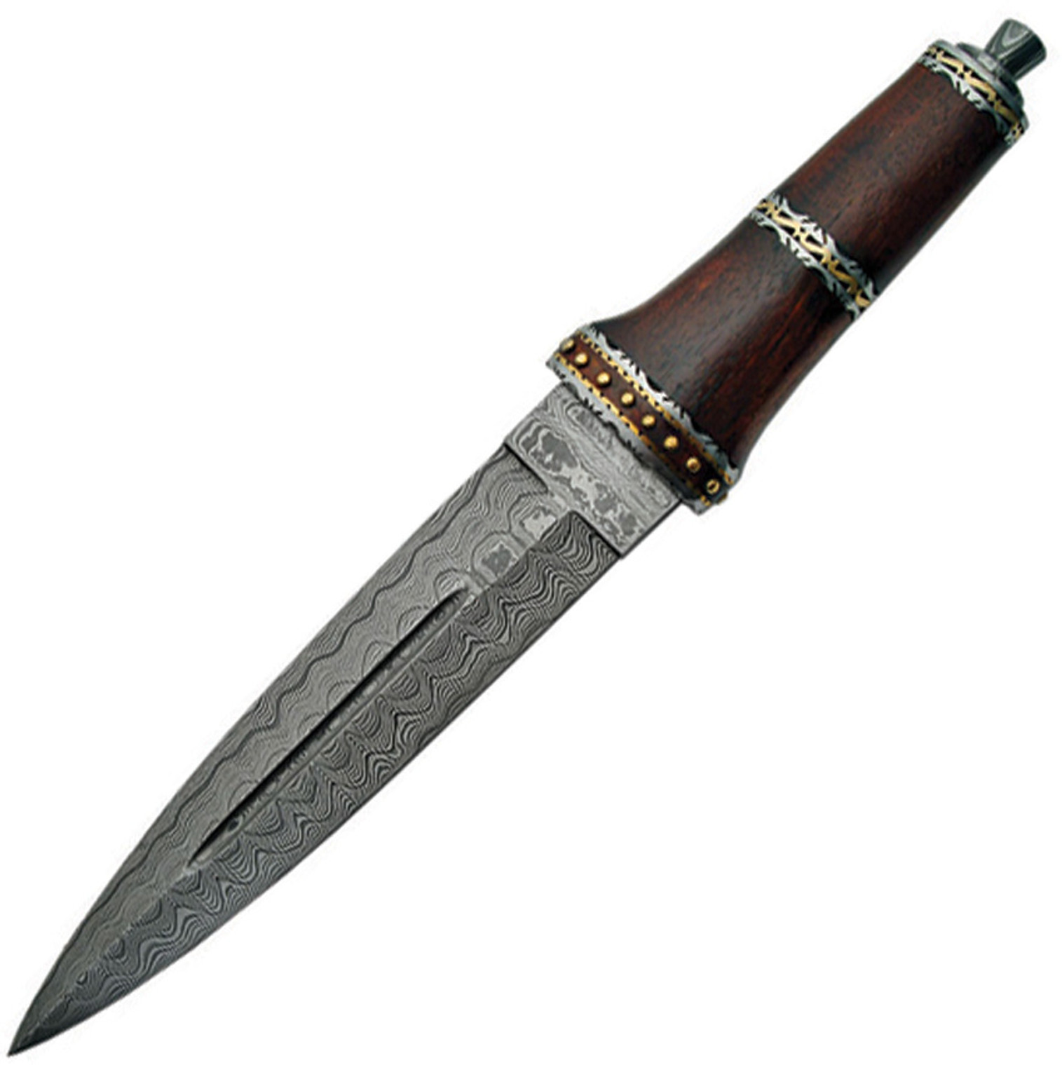 Damascus 1077 Dirk Wood Handle