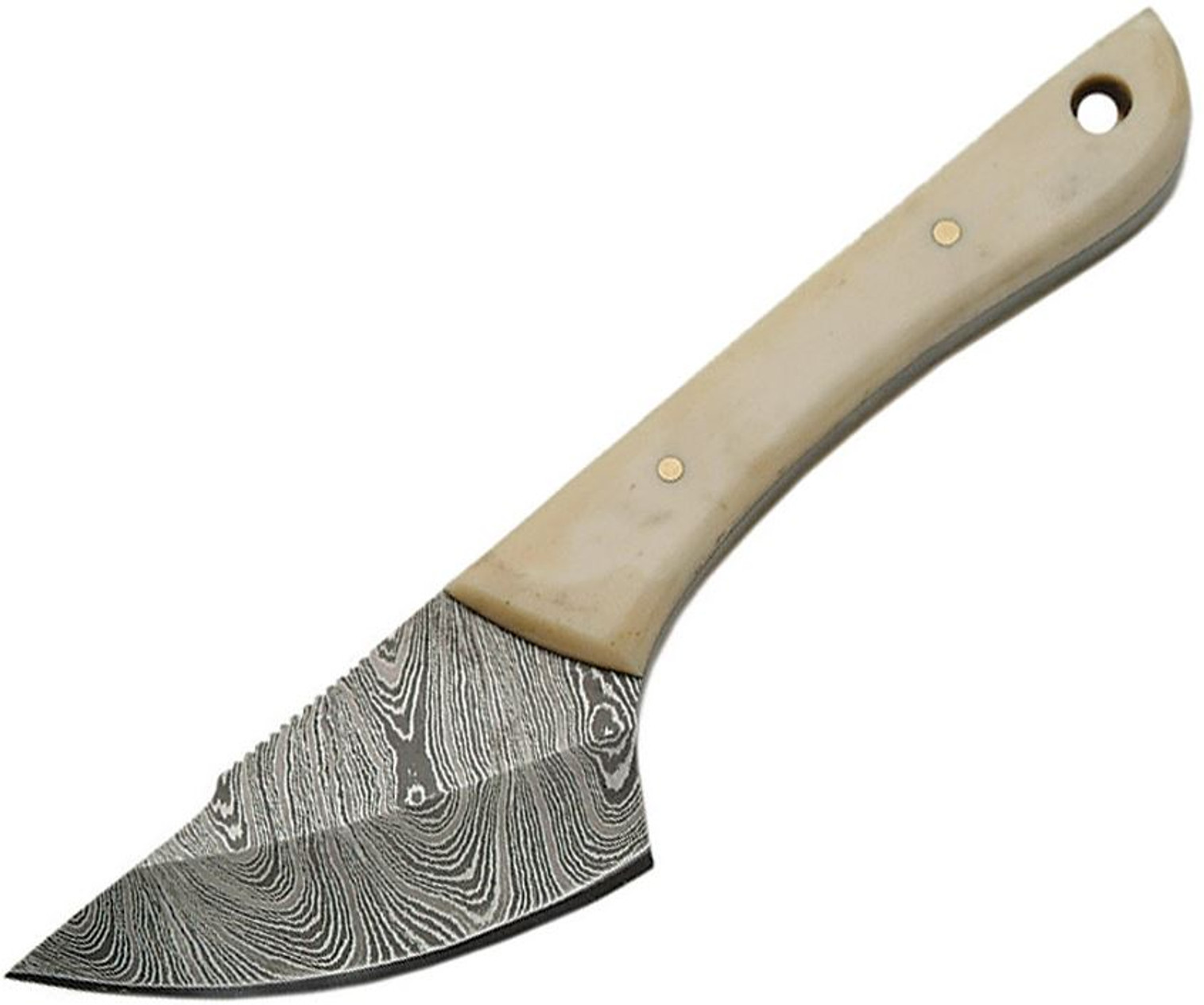 Damascus 1127BO Caping Knife Bone Handle w/ Leather Sheath