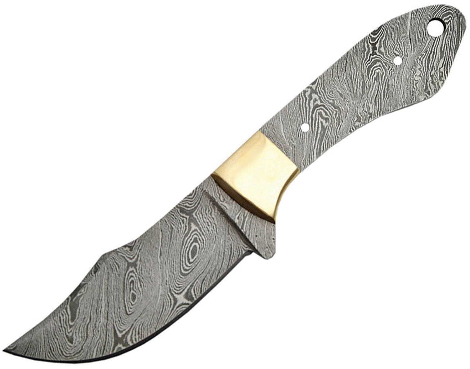 Damascus 2728BS One-Piece Blank, Clip Point w/ Brass Bolster