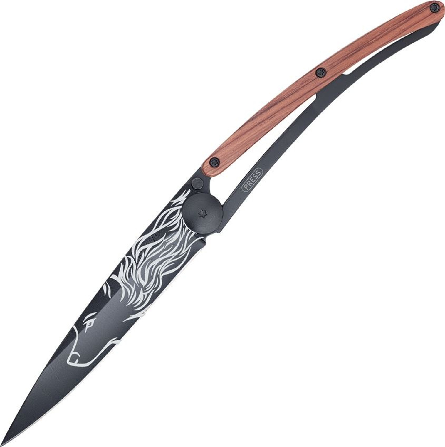 Deejo 1GB100 Rosewood Black Wolf Tattoo - 37 gram