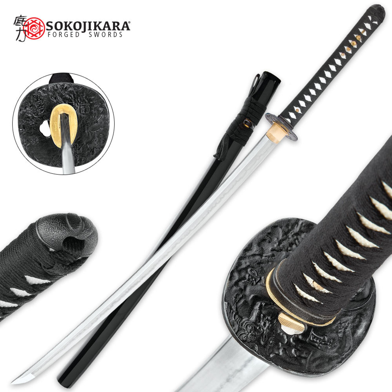 Sokojikara T10 Samurai Sword with Black Scabbard