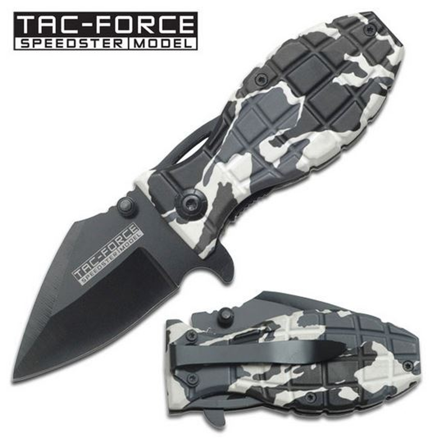 Tac Force 503CM Grenade Snow Camo Assisted Open