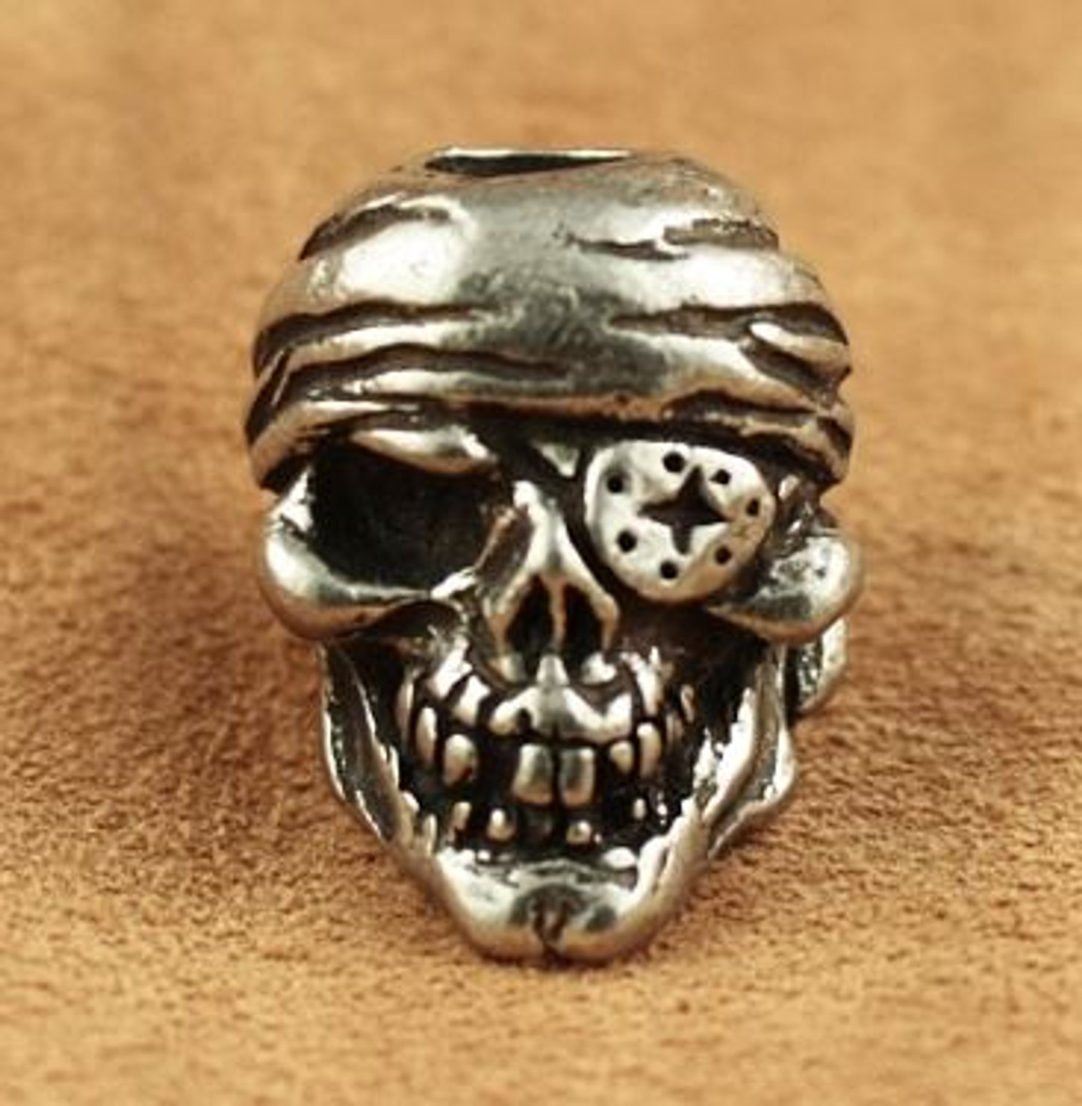 Schmuckatelli Co. One-Eyed Jack Skull Bead Pewter