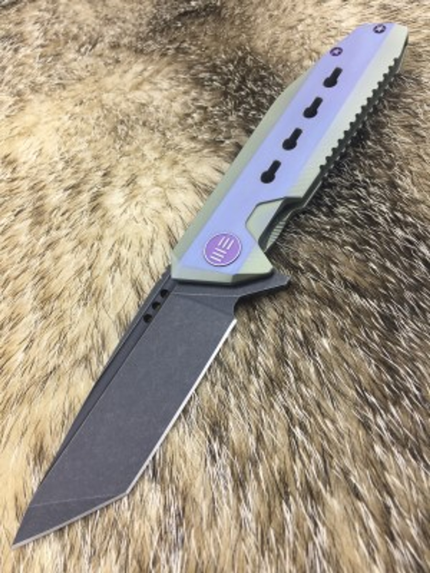 WE Knife 602B Black Stonewash Tanto S35VN Titanium Framelock