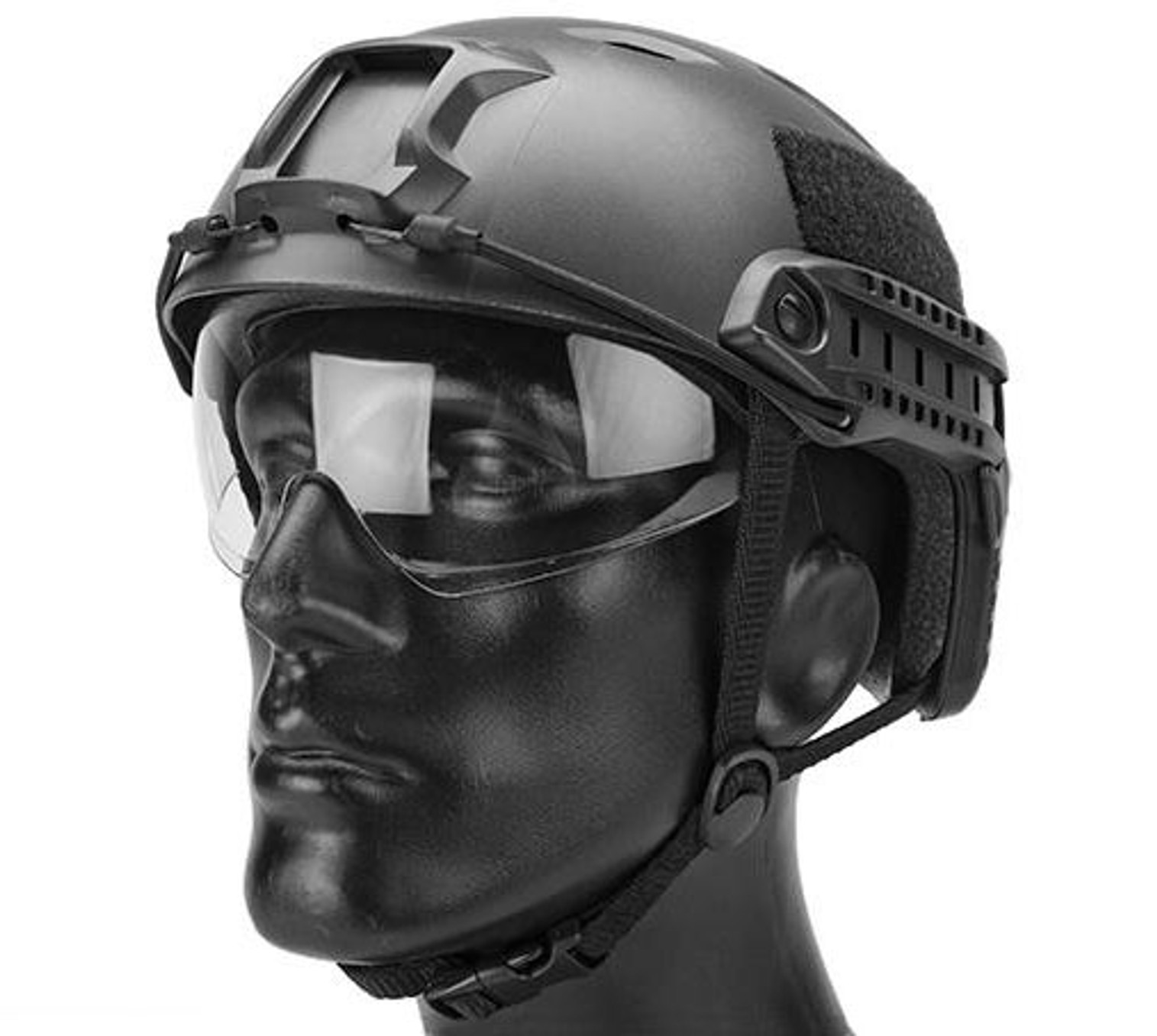 Emerson Bump Type Tactical Airsoft Helmet w/ Flip-down Visor (BJ Type / Basic / Black)