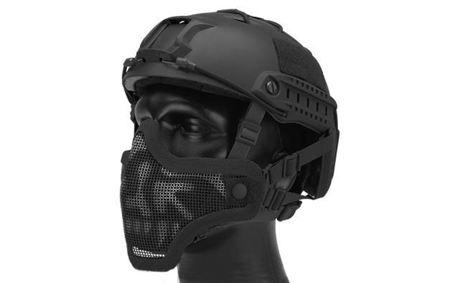 6mmProShop Iron Face Mesh "Striker V1" Lower Half Mask for Use with Bump Helmets - Black with Skull