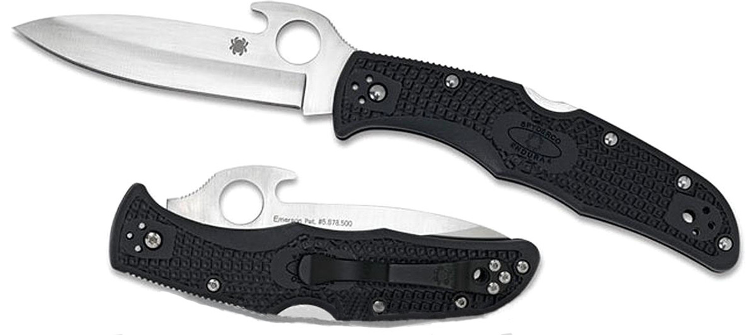 Spyderco Endura 4 Grey Folding Knife with FRN Grips and Emerson Wave - Plain Edge