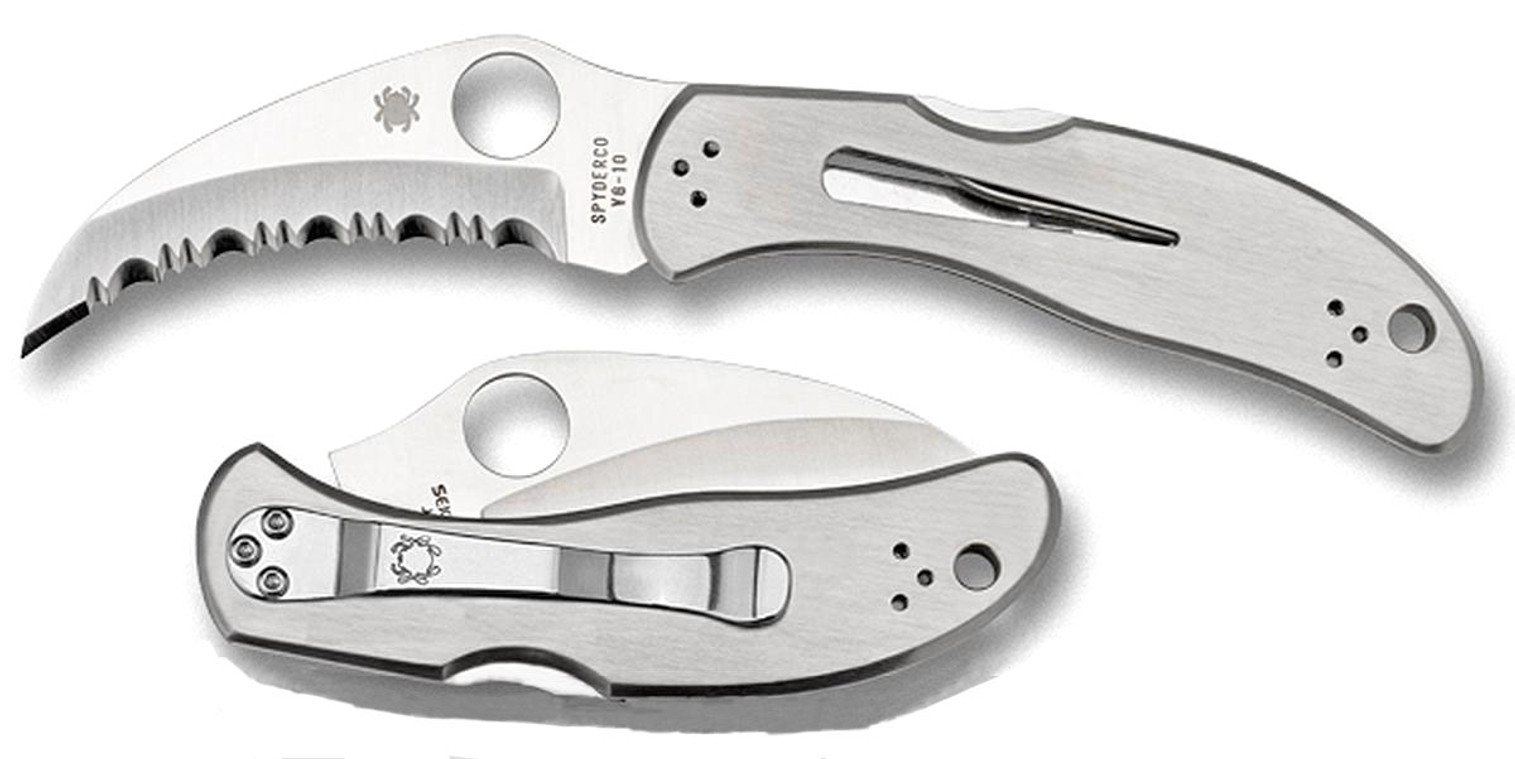 Spyderco Harpy 2.75" Lockback Stainless Steel Folding Knife - Full Serrations