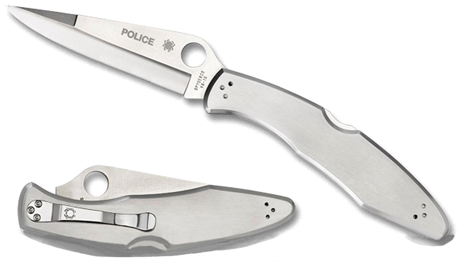 Spyderco Police Stainless Steel 4.35" Folding Knife - Plain Edge