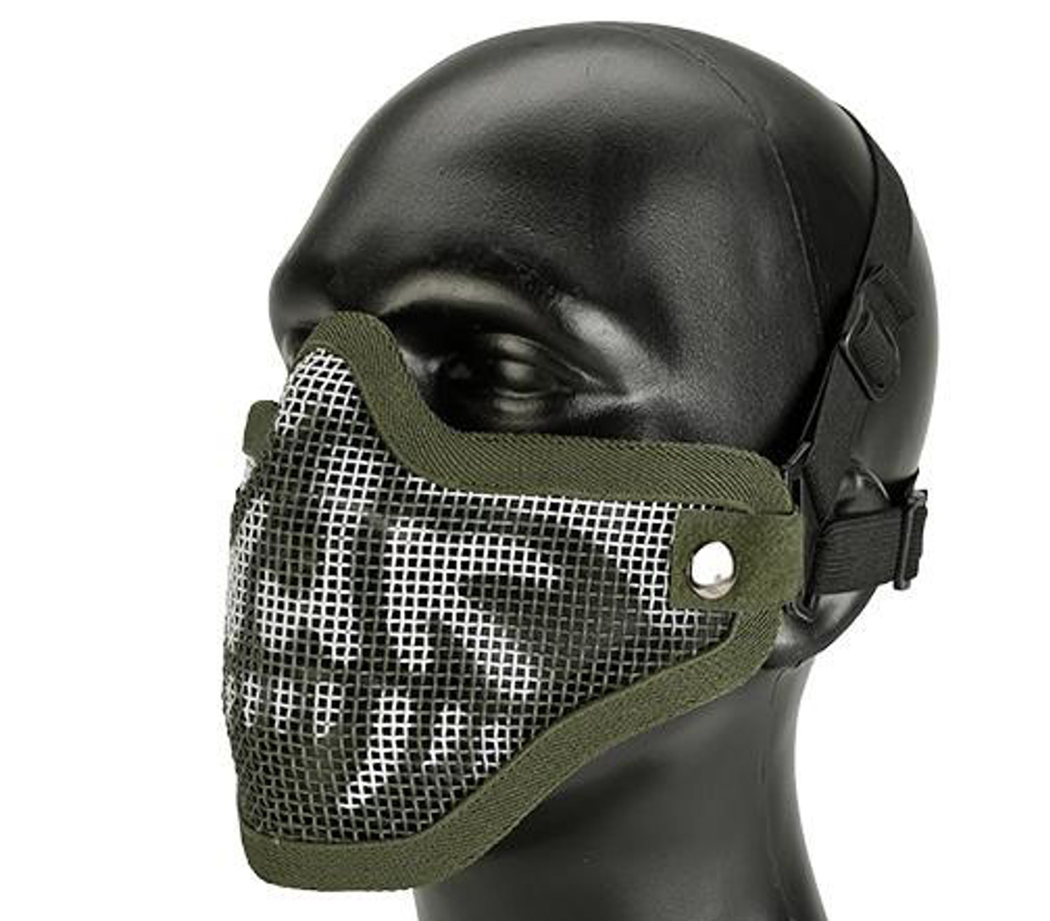 Matrix Iron Face Carbon Steel Mesh "Striker V1" Lower Half Mask - OD Green Skull