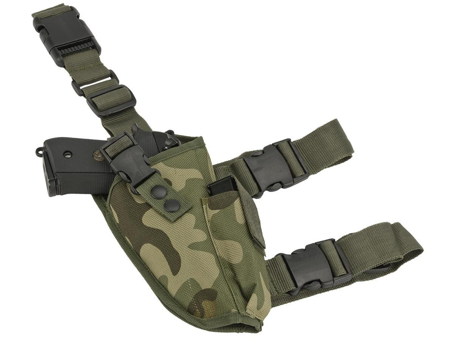 Matrix Deluxe Tactical Thigh Holster - Right Leg / Woodland