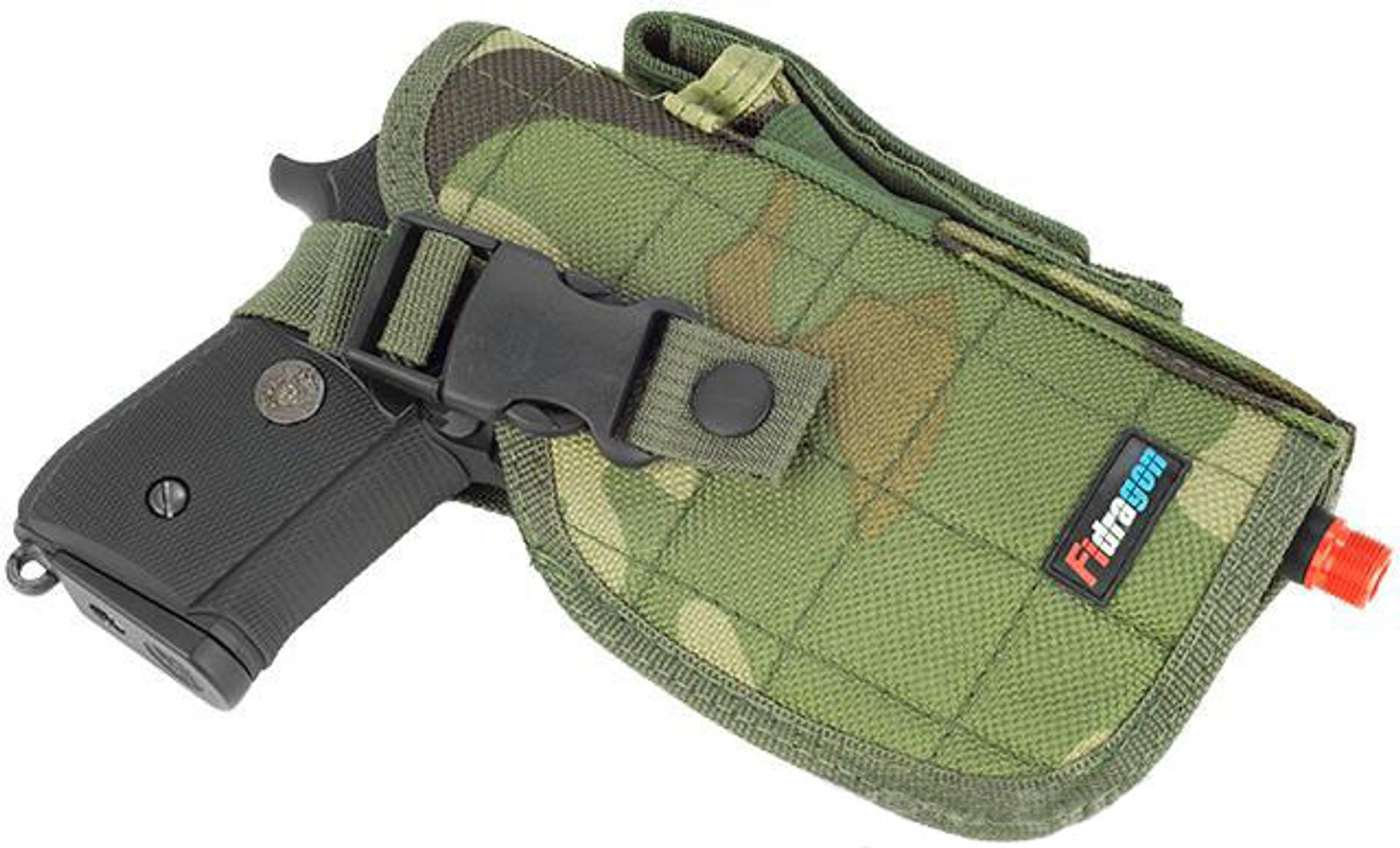 Shooter's Universal Quick Draw Tactical Belt / MOLLE holster w/ Mag pouch (Right Hand) - Woodland Camo