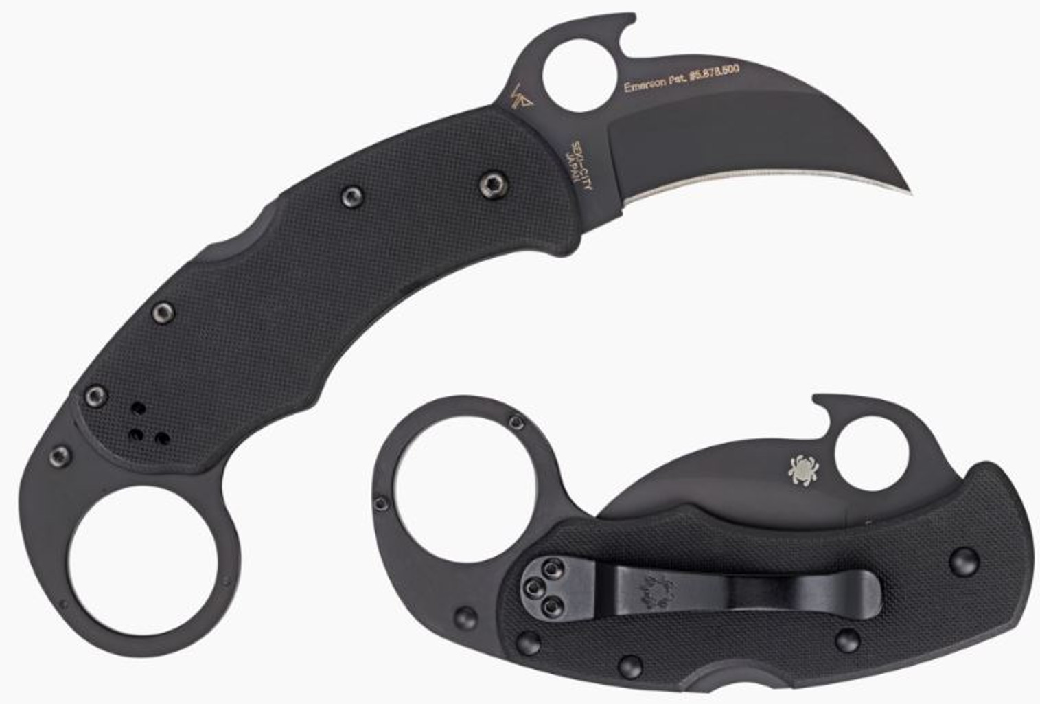 Spyderco C170GBBKP Karahawk All Black w/Emerson "Wave"