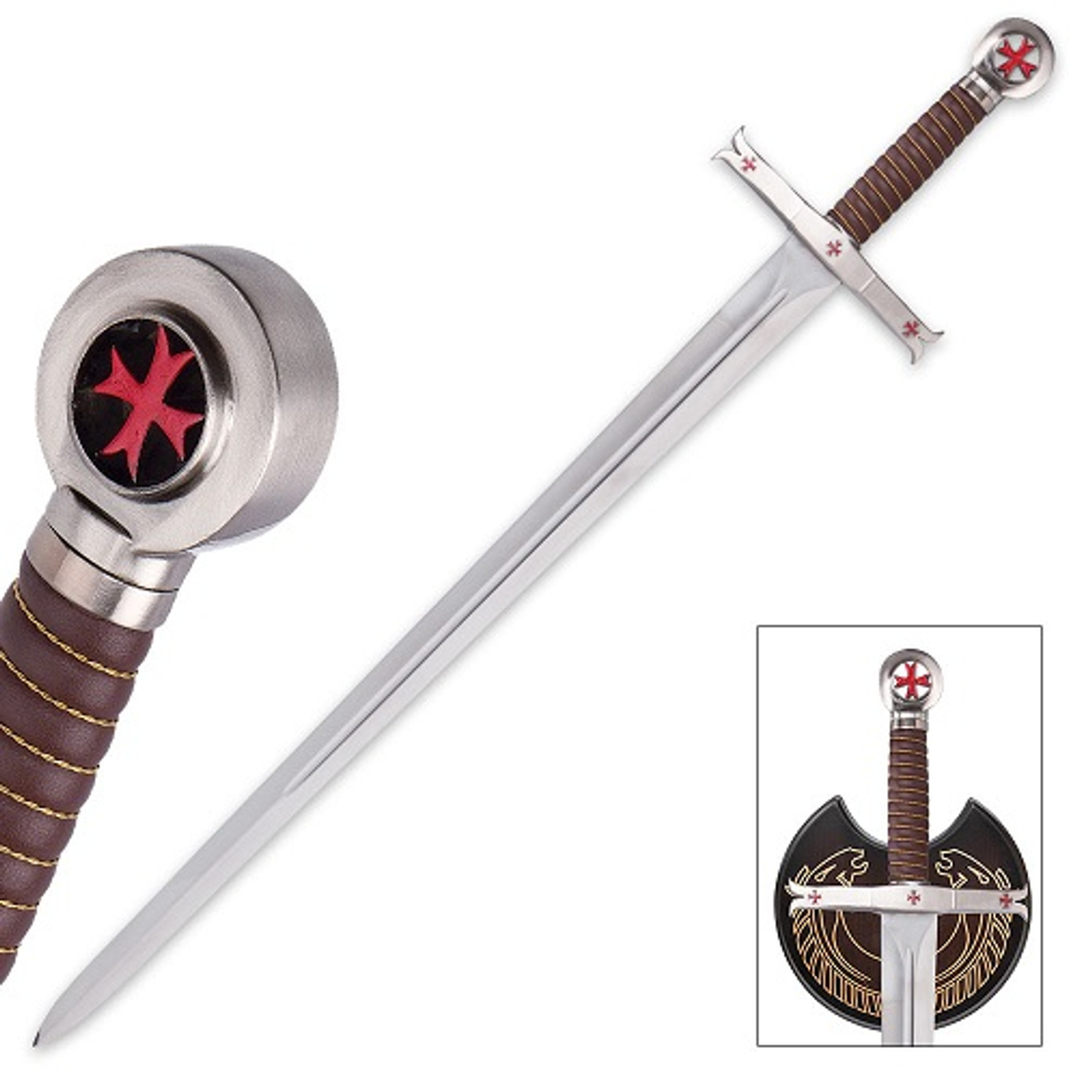 Crusader Knights Templar Sword w/ Display Plaque