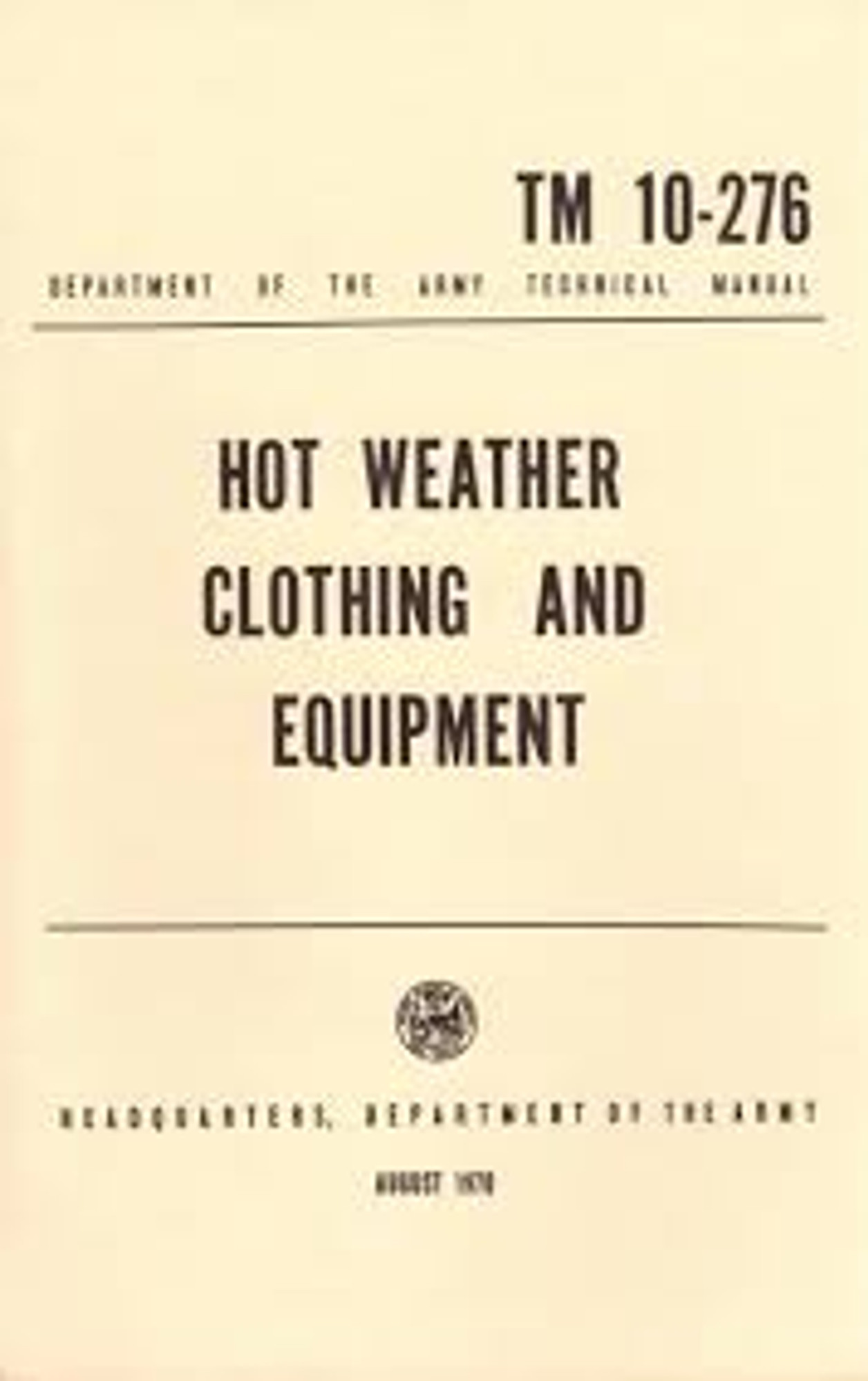 Manual - Hot Weather Clothing and Equipment