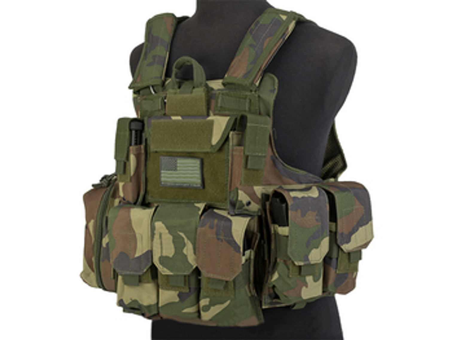 USMC Style C.I.R.A.S. Type Force Recon Tactical Vest w/ Full Pouch System - Woodland