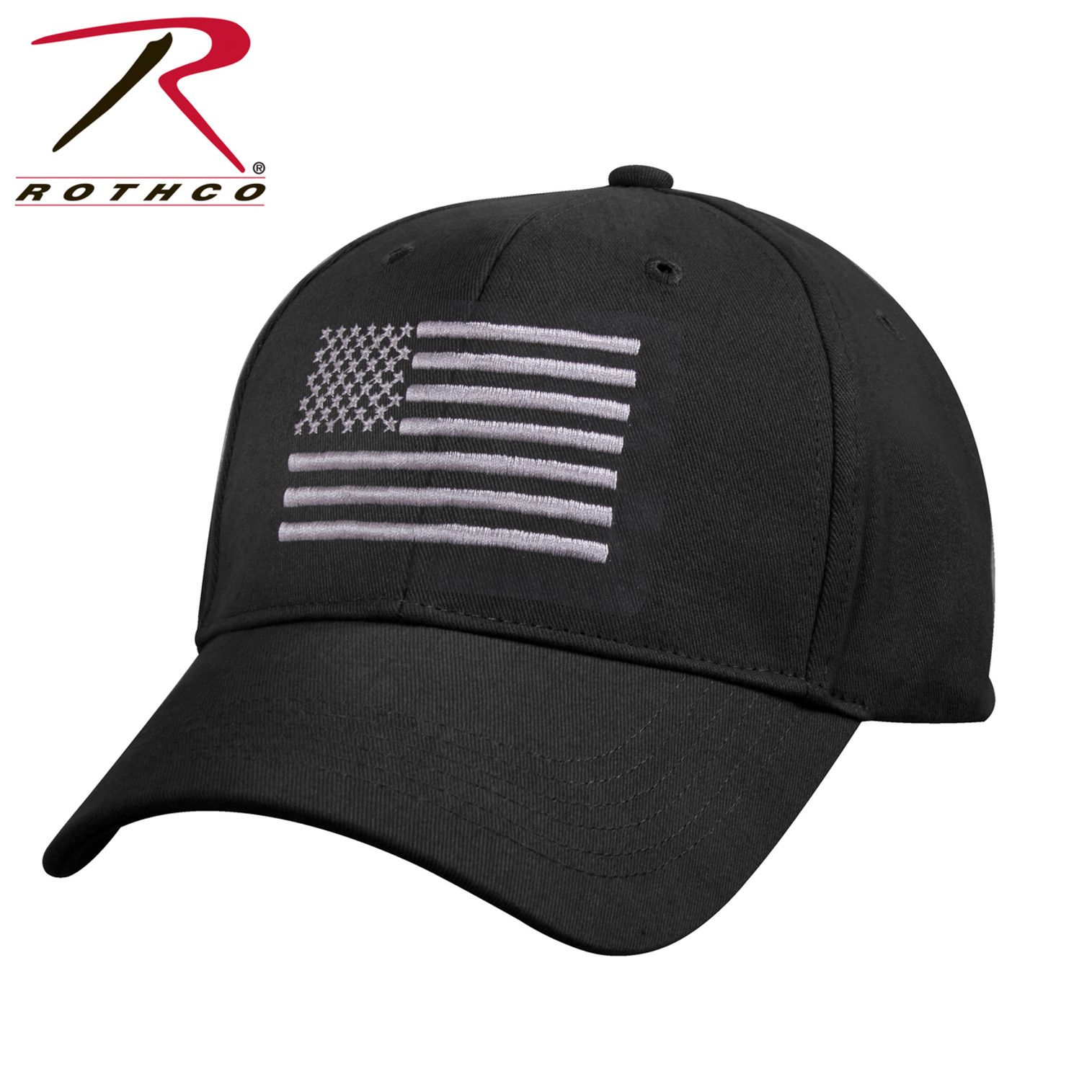 Rothco U.S. Flag Low Profile Cap - Black/Silver