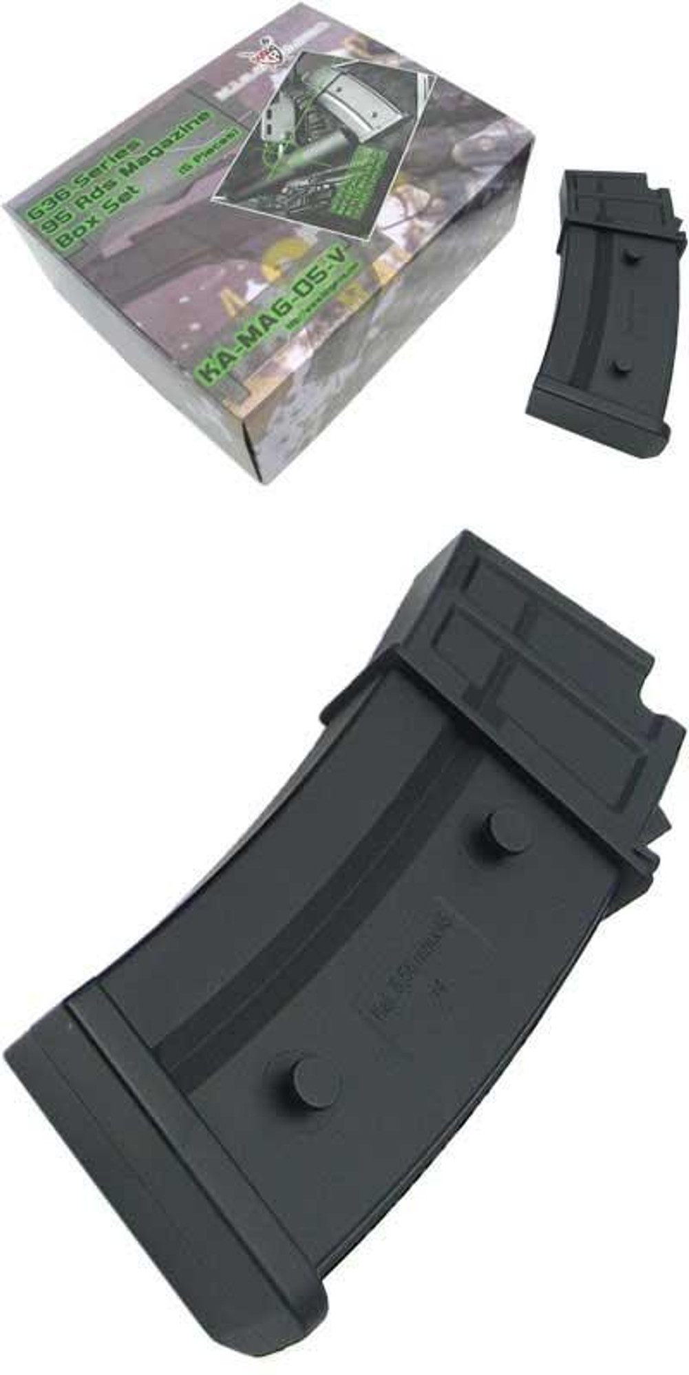 King Arms No Winding 95rds Magazine for G36 Series AEG. (Set of Five)