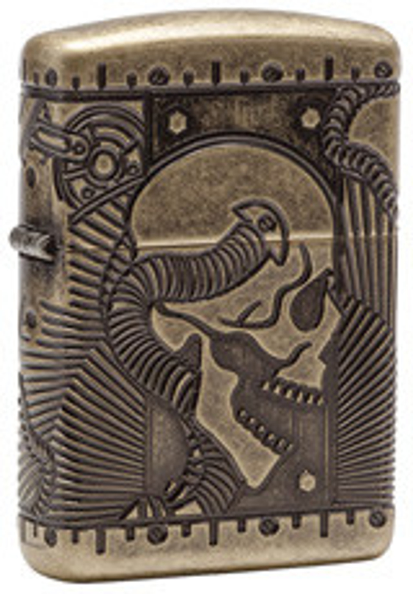 Zippo CH16 Skull Antique Brass Steampunk