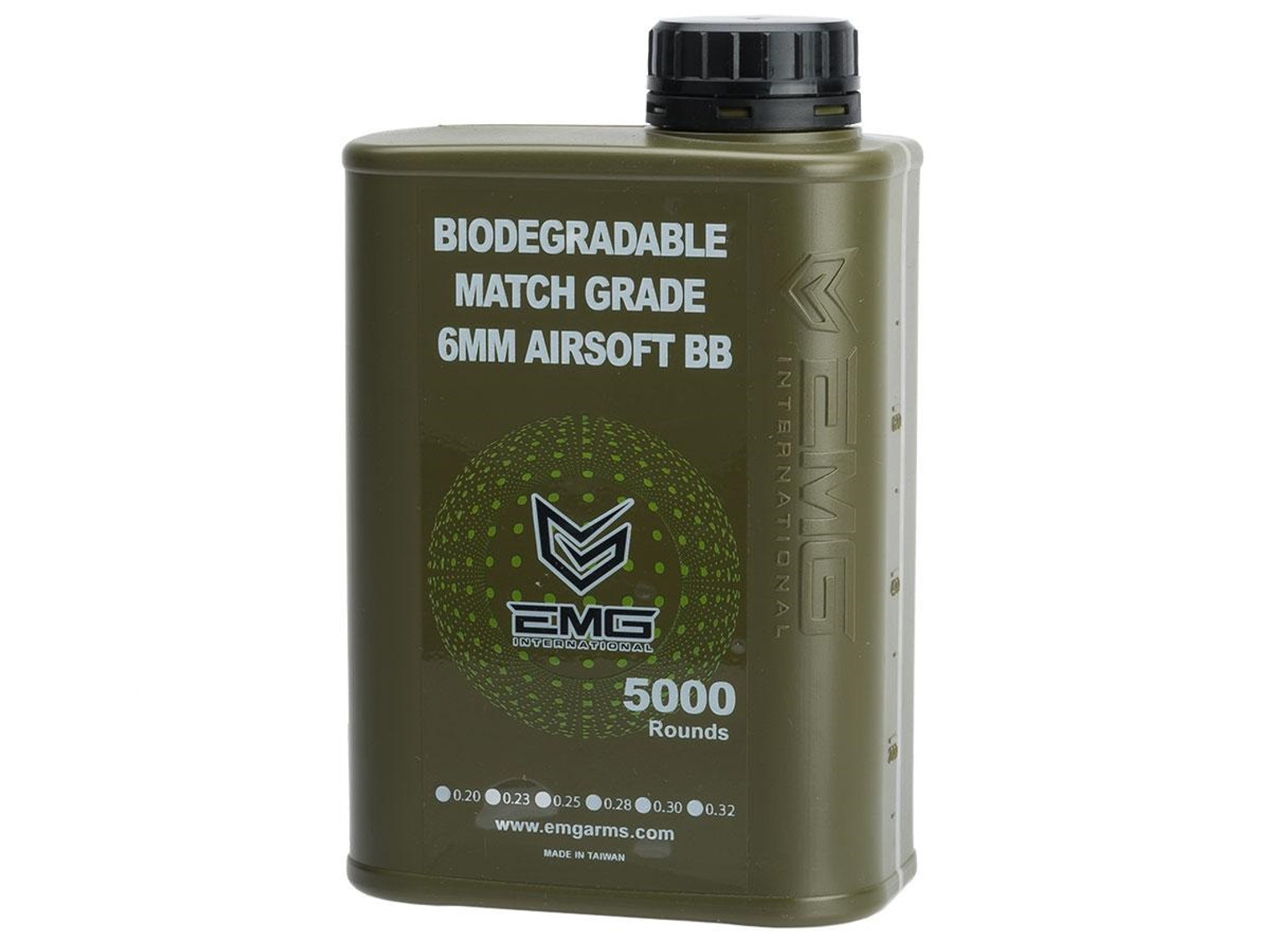 EMG International Match Grade Biodegradable 6mm Airsoft BBs - 5000 Rounds (Weight: .23g)