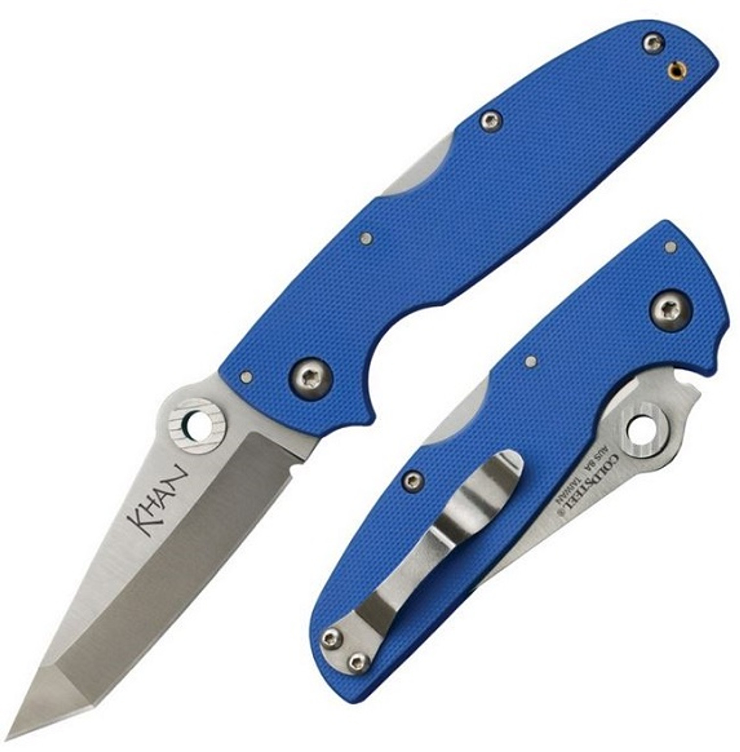 Cold Steel 54T Khan Folding Knife AUS8A - Blue G10