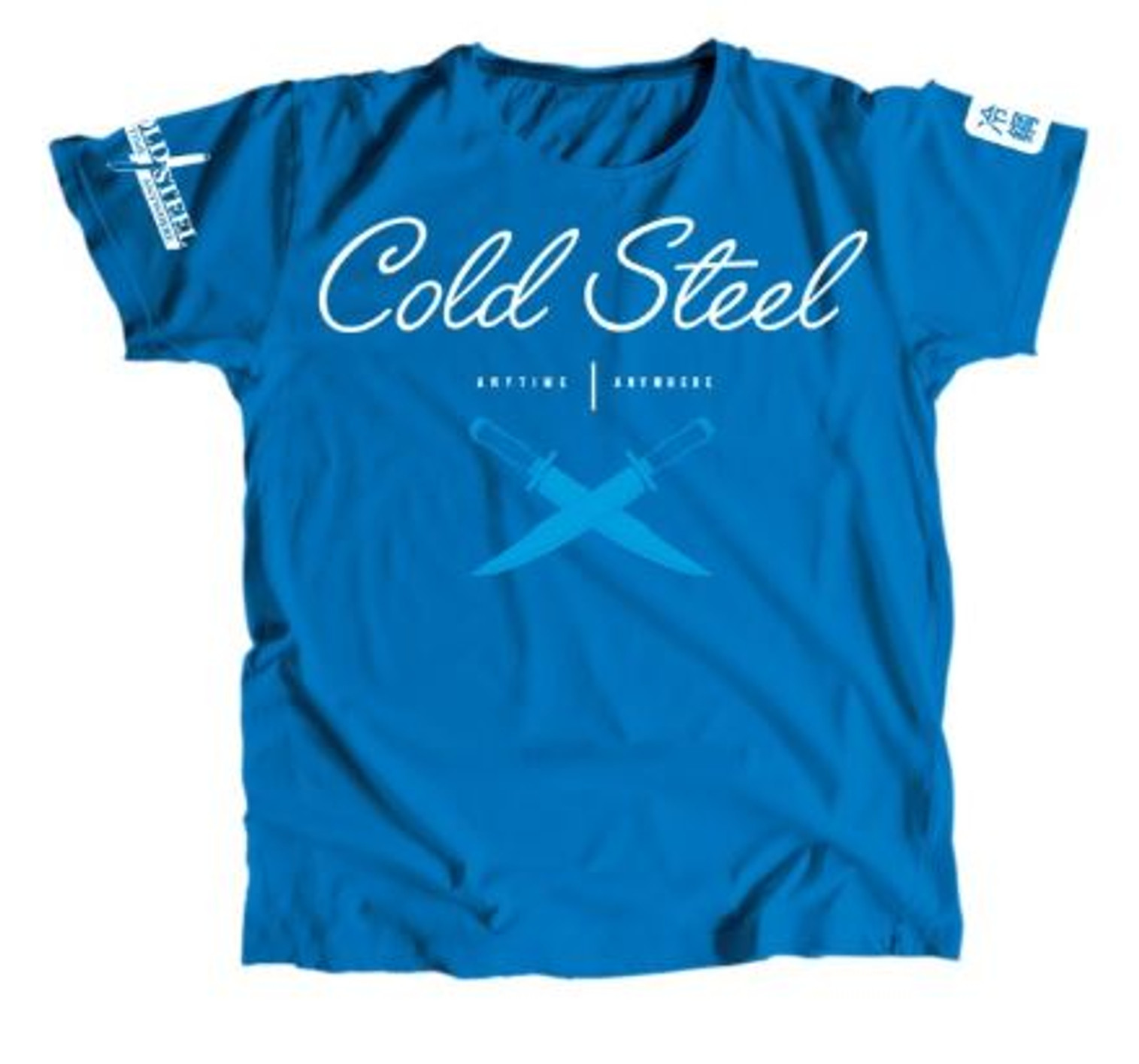 Cold Steel Women's Cursive Cross Guard T-Shirt, Blue