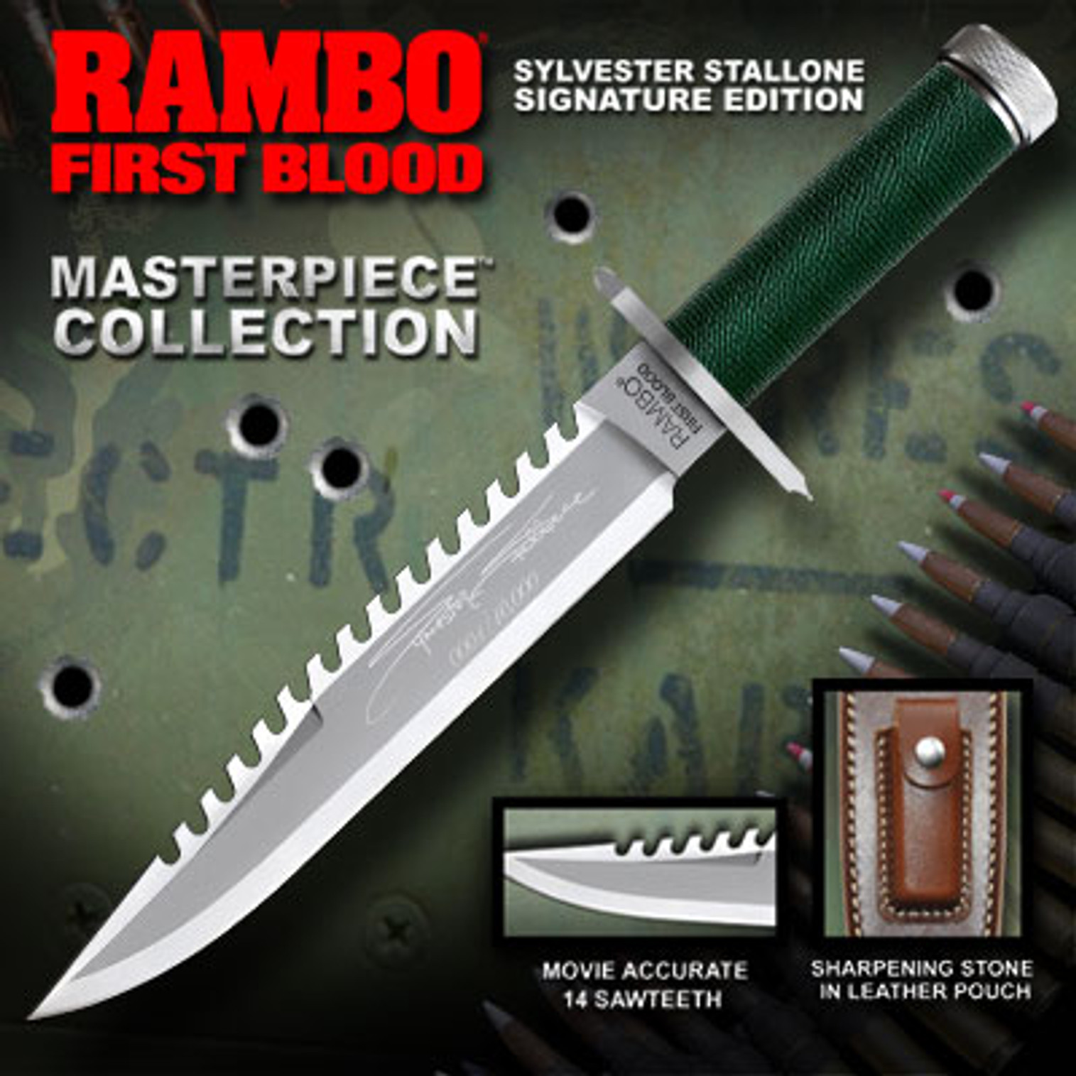  Knife Rambo First Blood Part 2 with Signature of John Rambo,  Survival Kit, Sheath : Sports & Outdoors