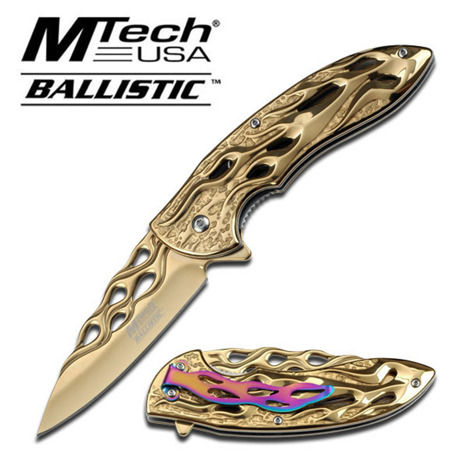 MTech A822GD Flame Cut Gold Folder