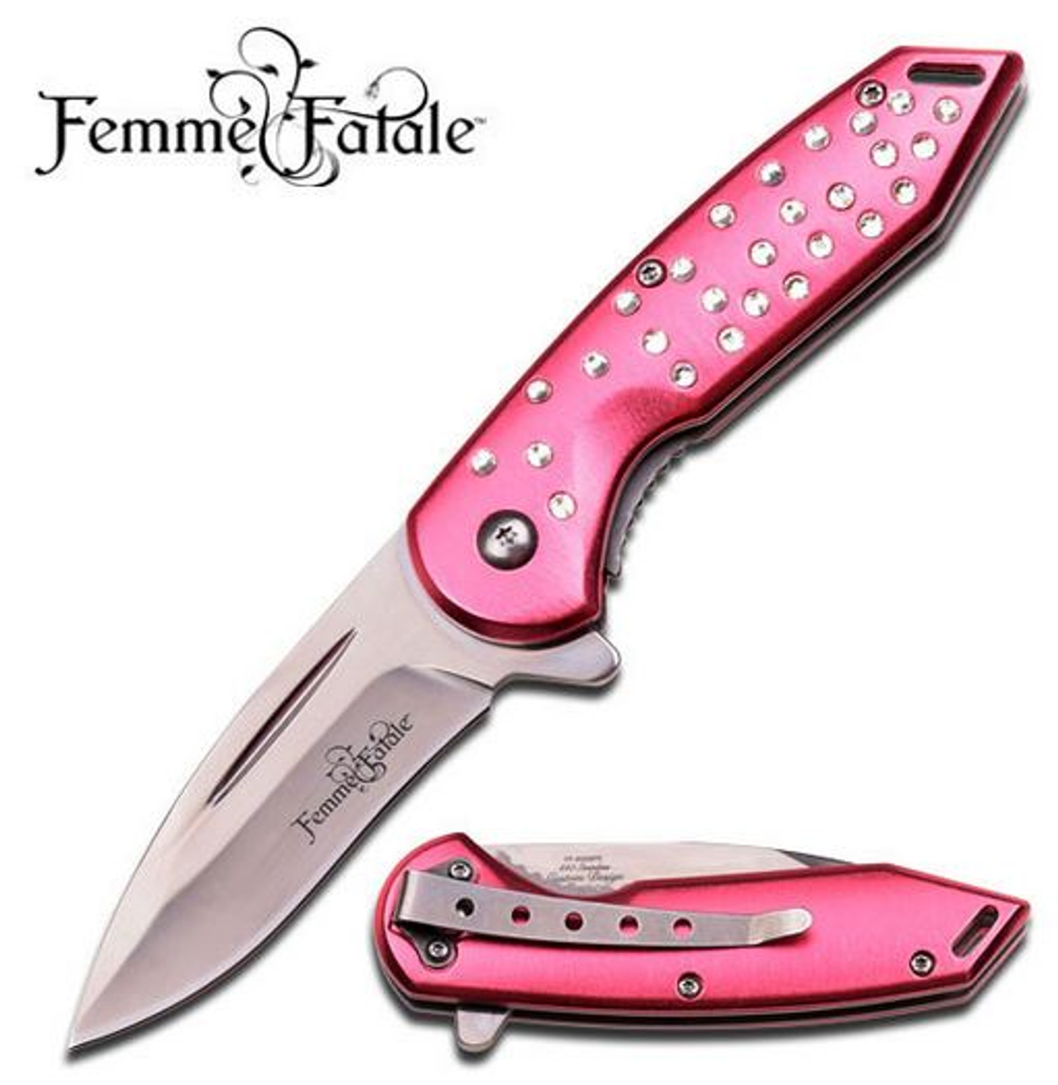 Femme Fatale A005PK Bedazzled Pink Assisted Open