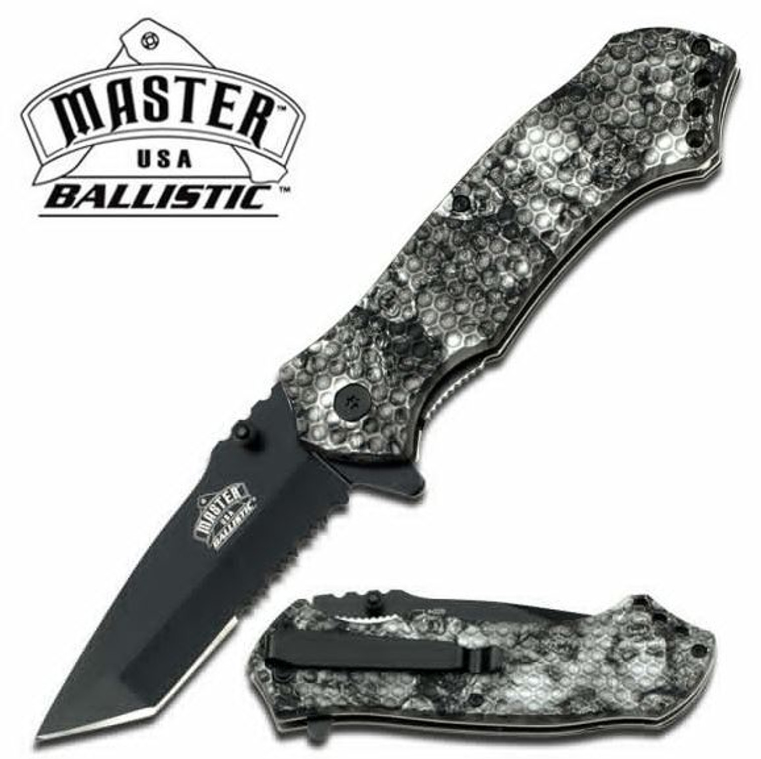 Master A009GY Tanto Skull Camo Assisted Open