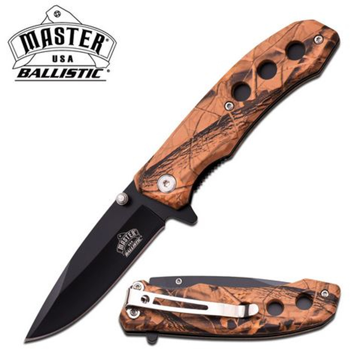 Master A032CA Brown Fall Camo Assisted Open