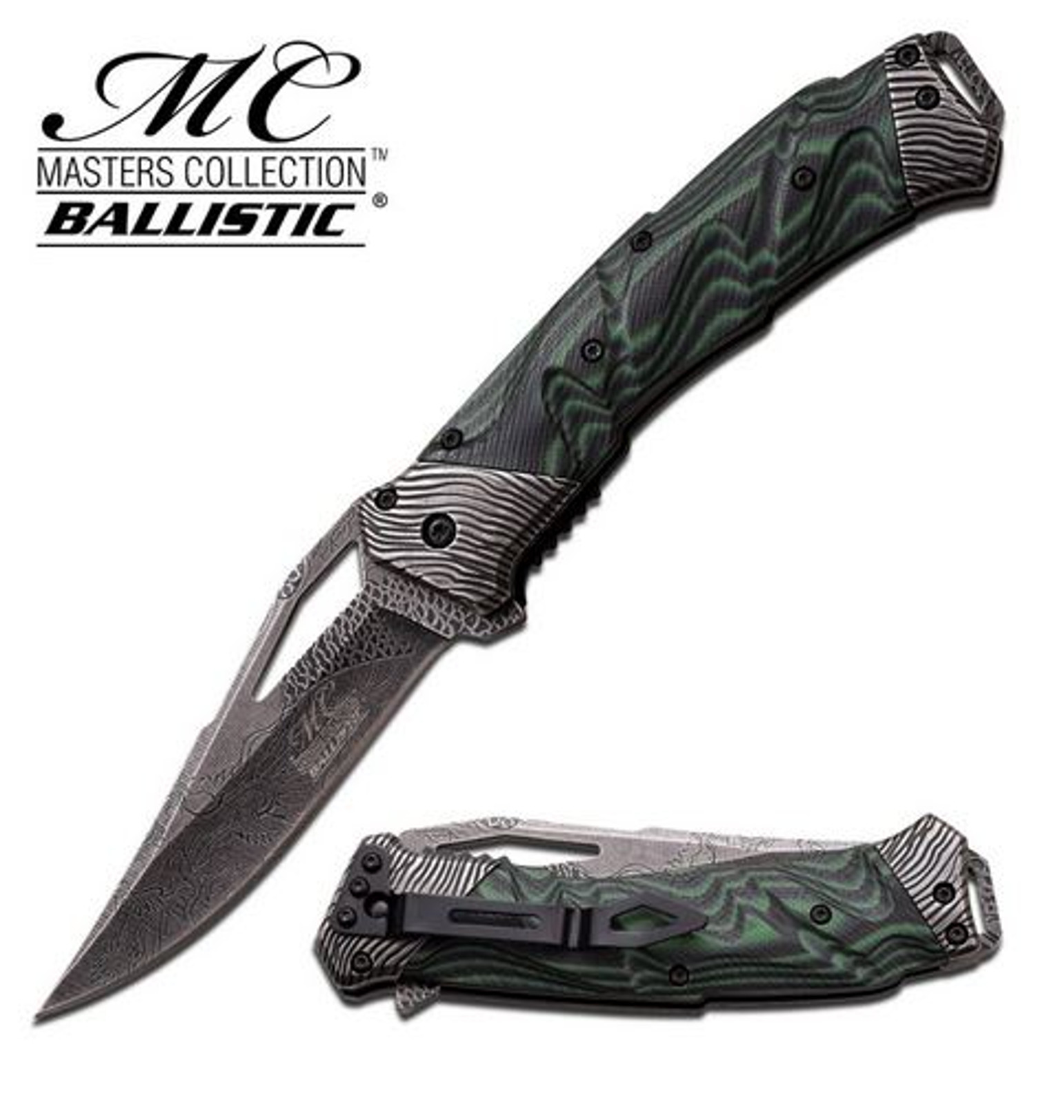 Master Collection A021BG Etched Dragon, Green G-10