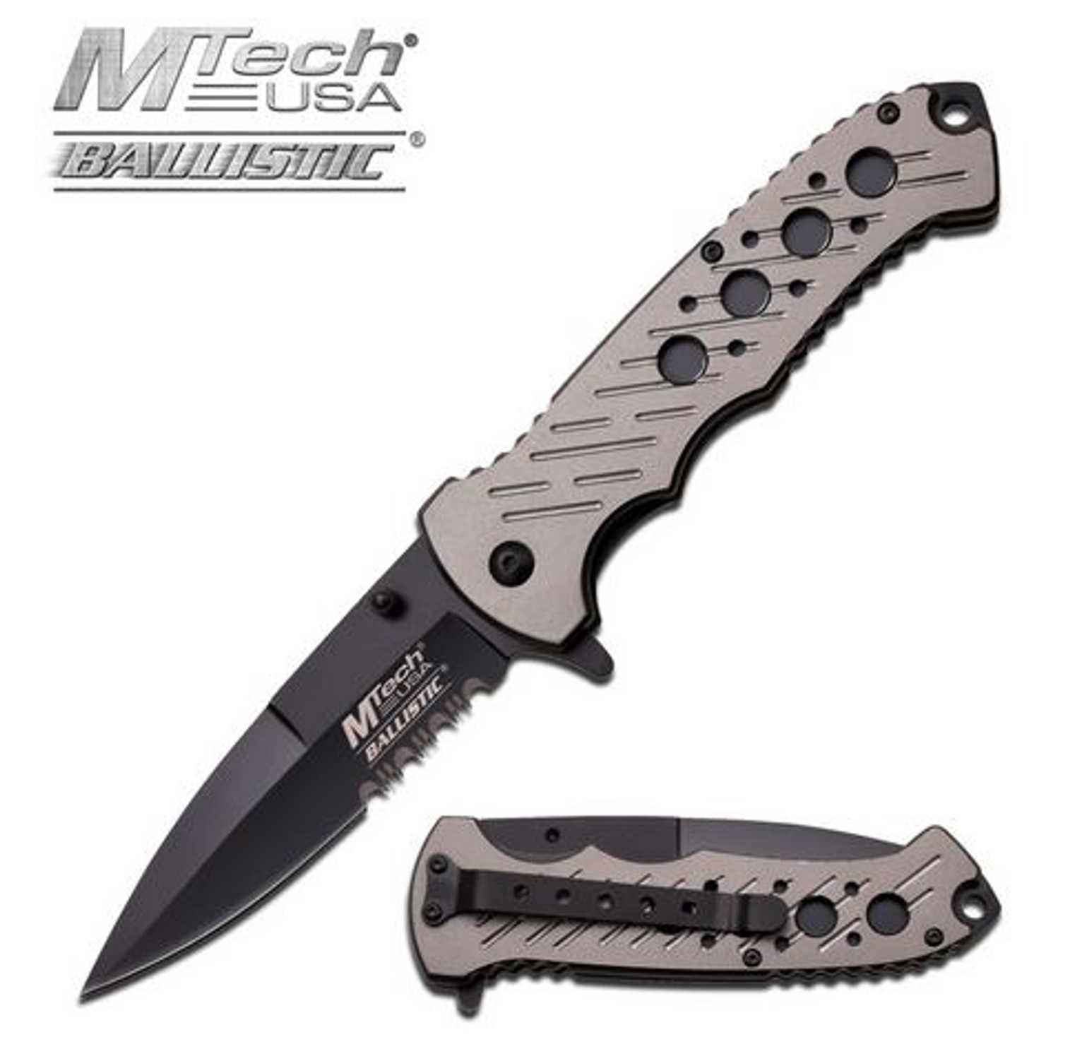 MTech A874GY Ballistic Grey Partially Serrated