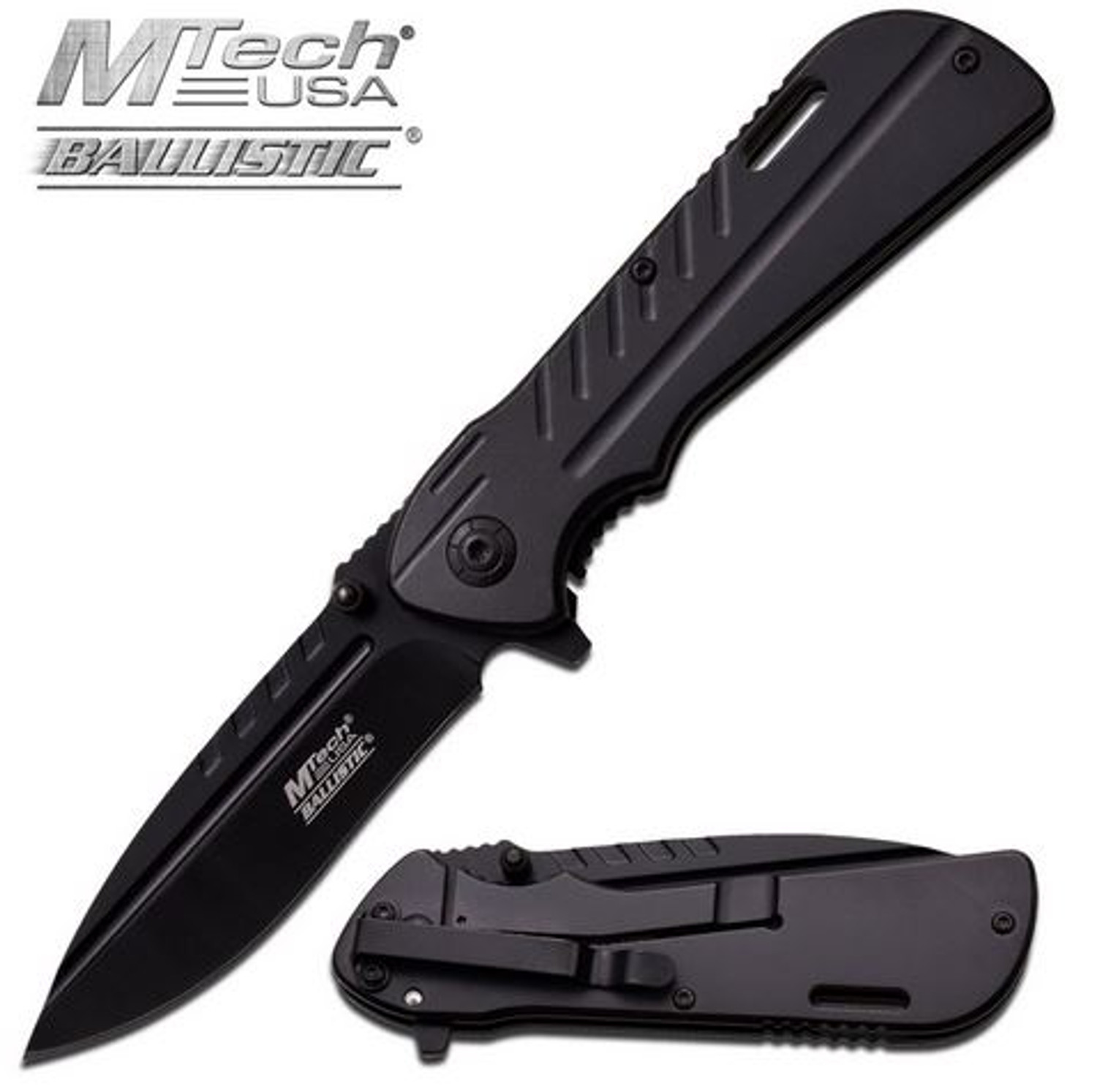MTech A890BP Black Stainless Steel Assisted Open