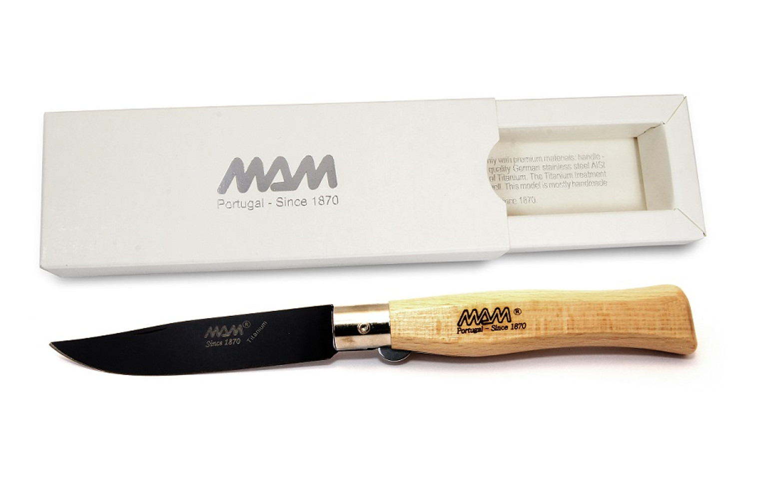 MAM 5004 Mini Hunter's Pocket Knife Beechwood- Black Ti