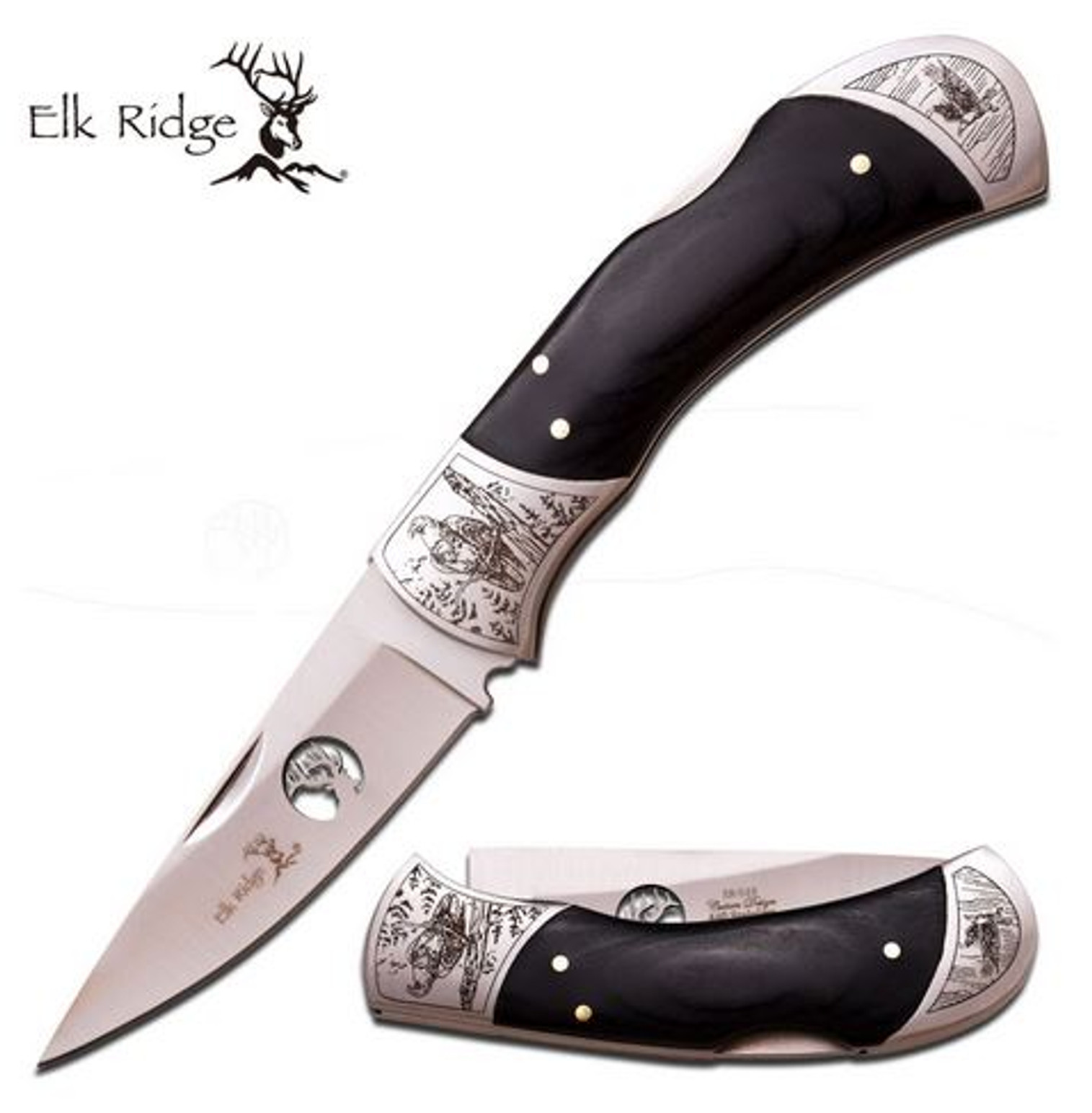 Elk Ridge ER539E Pakkawood Folder- Eagle Design