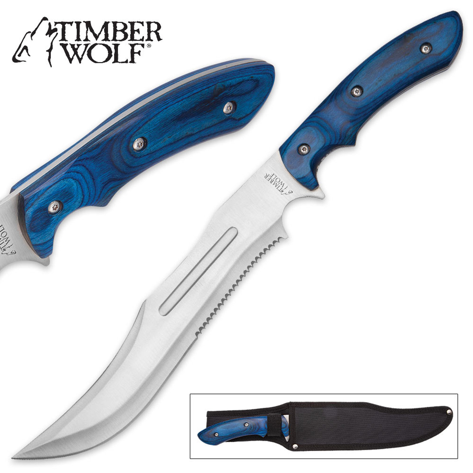 Timber Wolf Blue Wolfhound Fixed Blade w/ Nylon Sheath